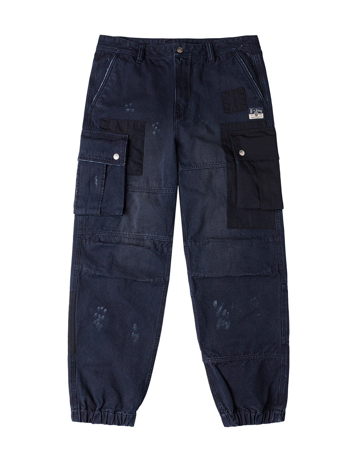 Dual Seagull Print Loose Fit Washed Woven Cargo Joggers - 2