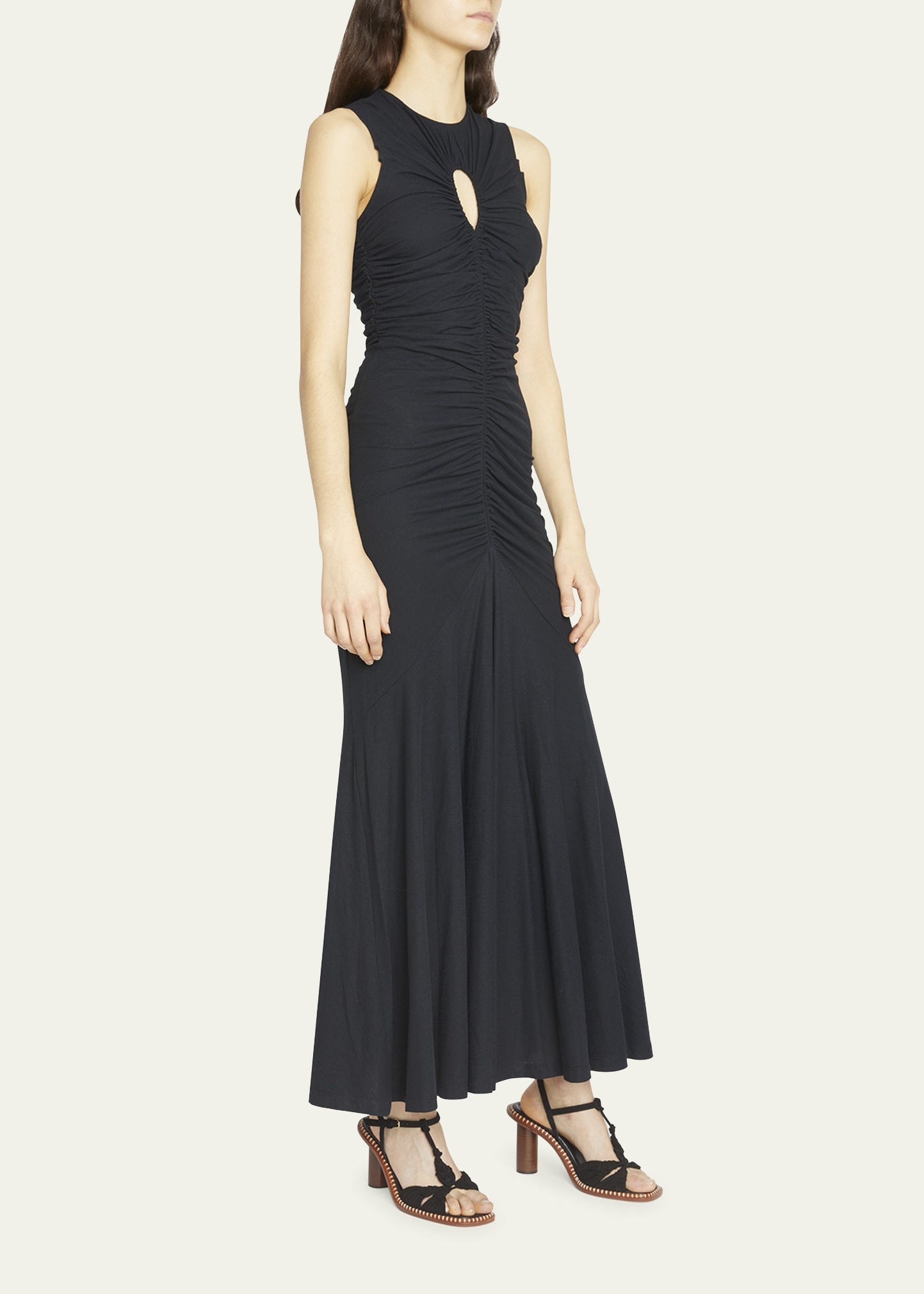 Gwynne Long Sleeveless Ruched Dress with Keyhole - 4