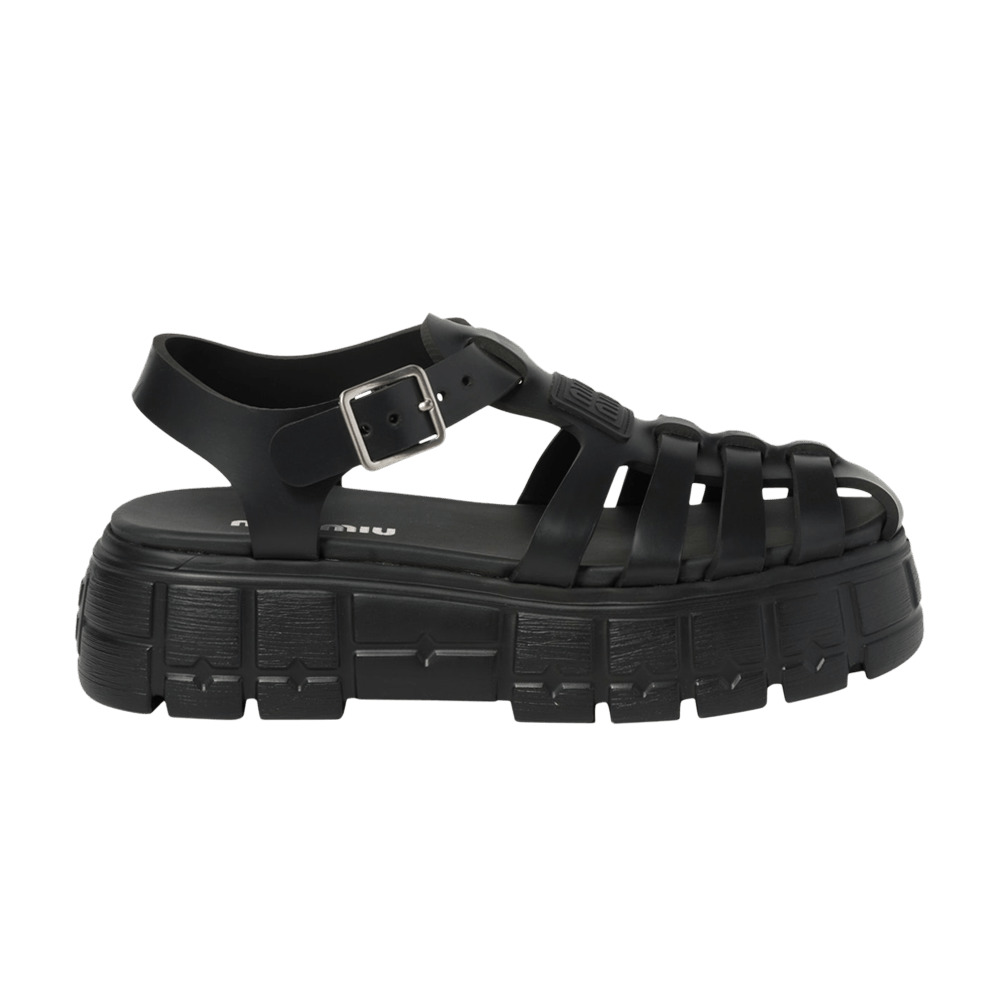 Miu Miu Wmns Soft Cage Flatform Sandal 'Black' - 1
