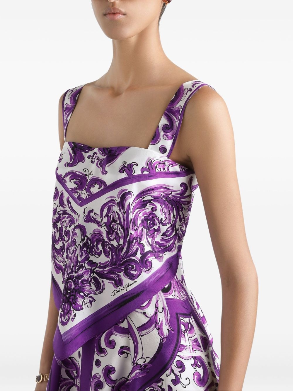 Majolica-print midi dress - 4