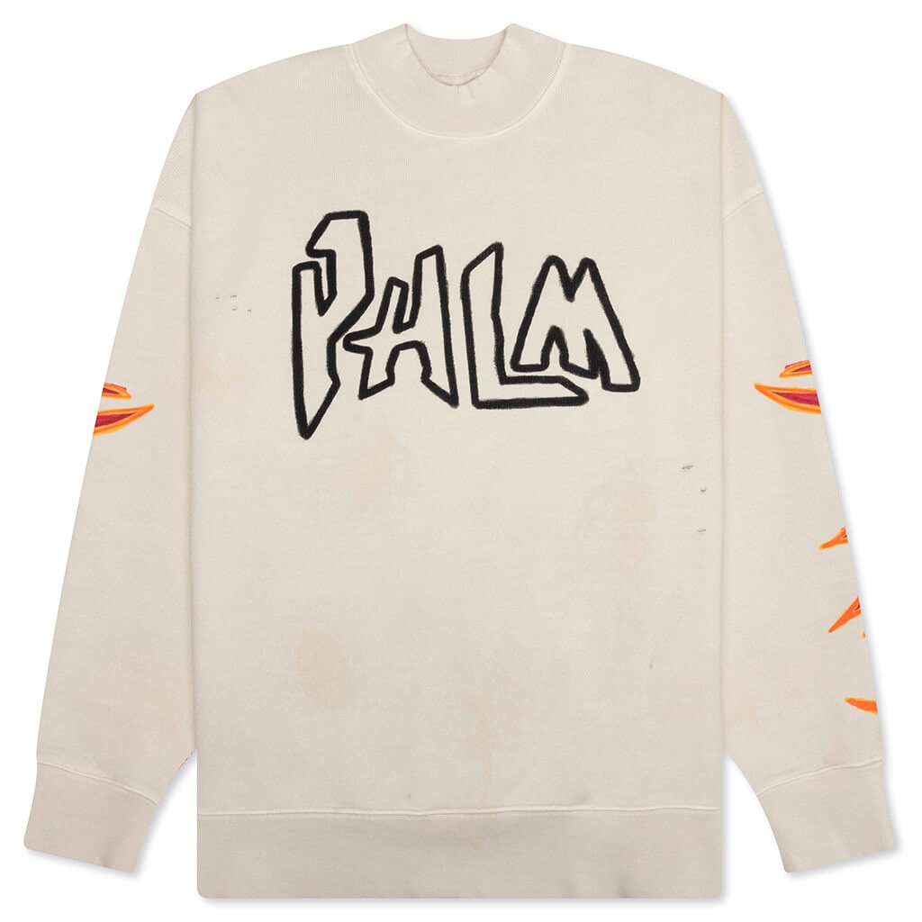 PALM ANGELS GD PALM GRAFFITI FLAMES CREW - OFF-WHITE/BLACK - 1