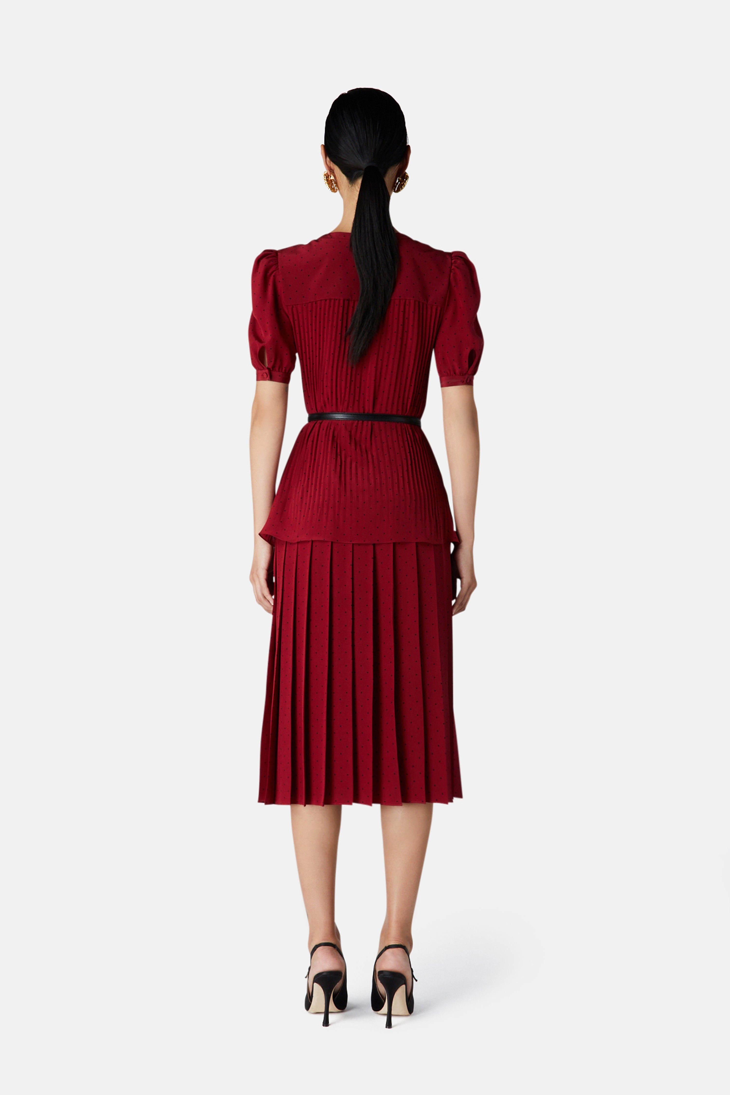 POLKA DOT PLEATED SKIRT - 4