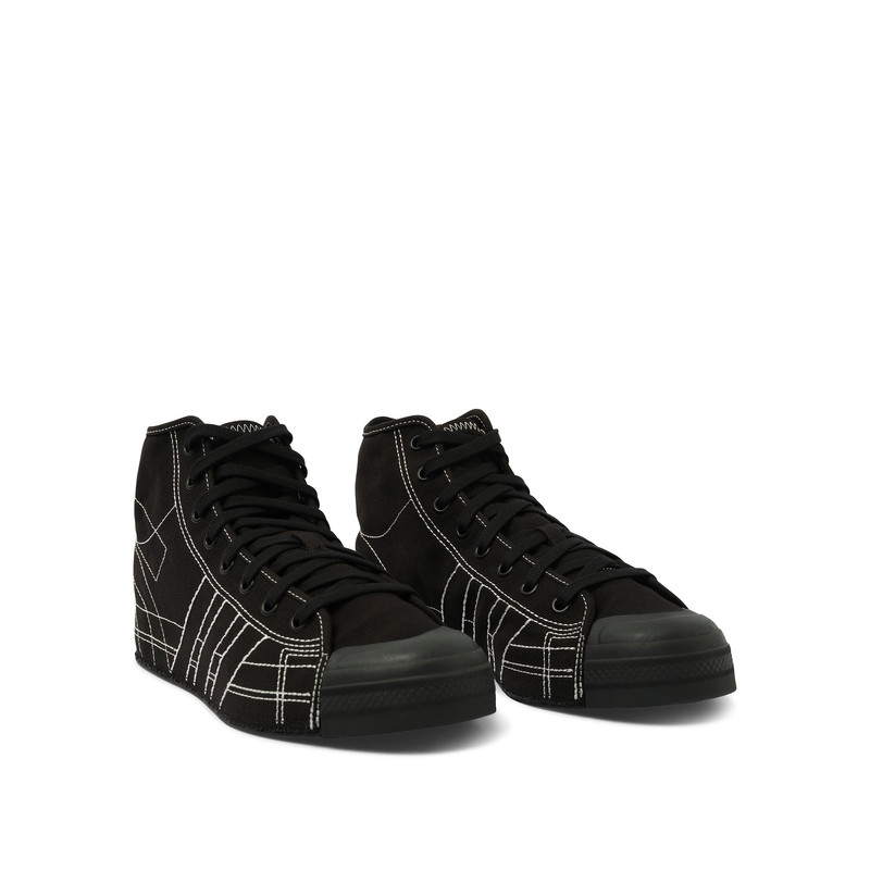 Y-3 Nizza High Sneaker in Black/Off White outlook