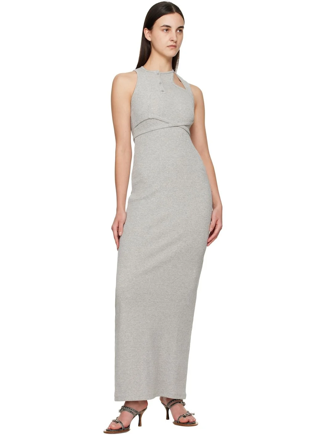 knee length dresses for ladies Wholesale Plus Size Solid Hue Tank Maxi Dress Charcoal for Sale main image 1