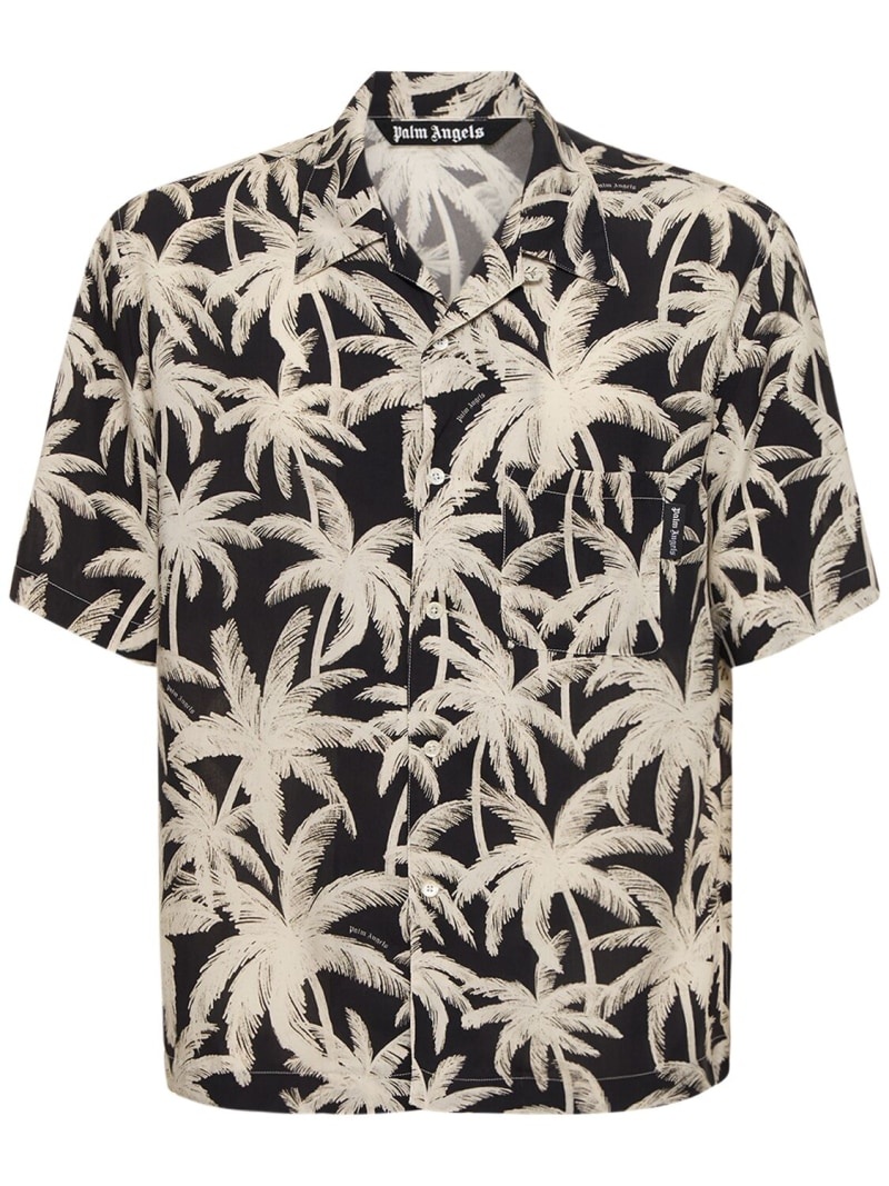 Palm print viscose shirt - 1