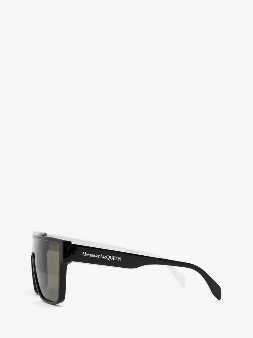 Men's Selvedge Oversized Mask Sunglasses in Black - 2