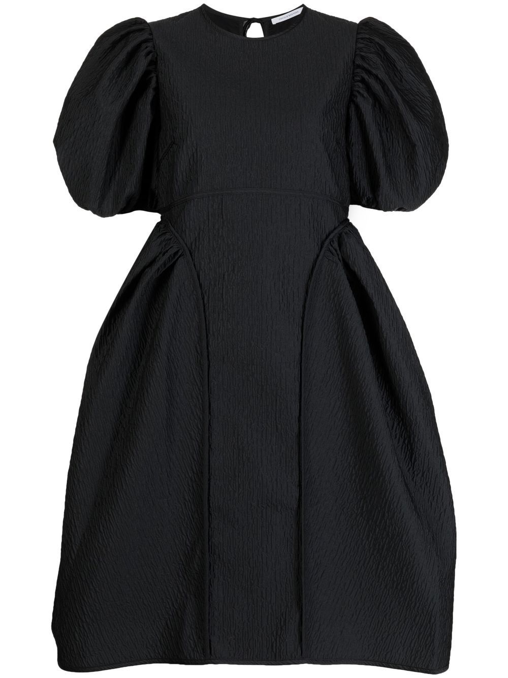 puff-sleeve flared dress - 1