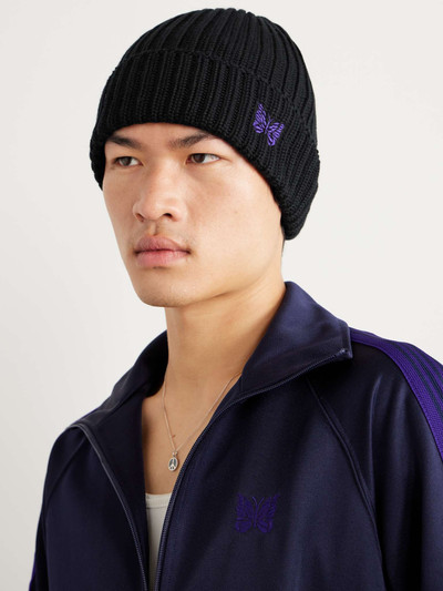 NEEDLES Logo-Embroidered Ribbed Merino Wool Beanie outlook