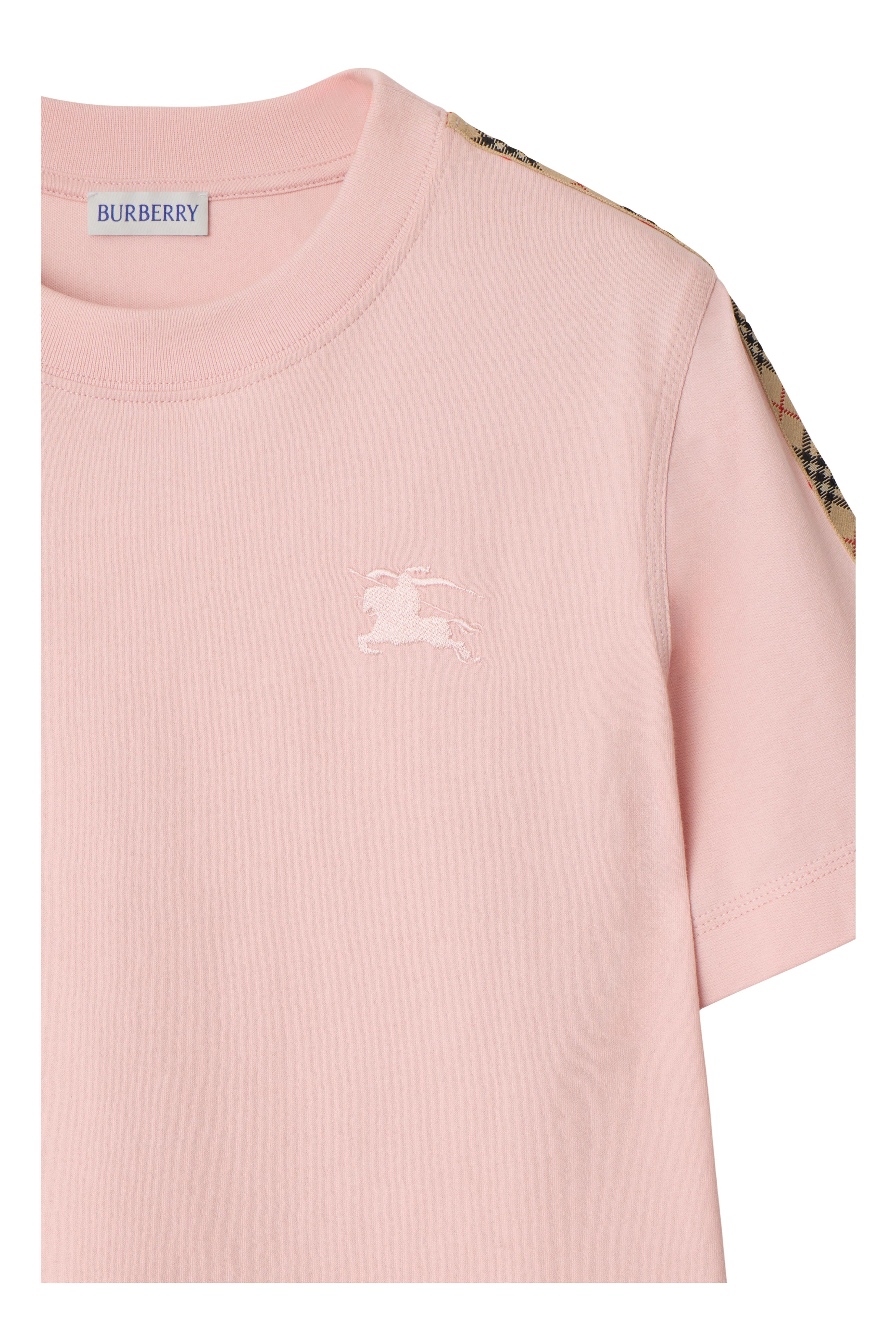 burberry Check Trim Cotton T-shirt in Bouquet at Nordstrom - 6