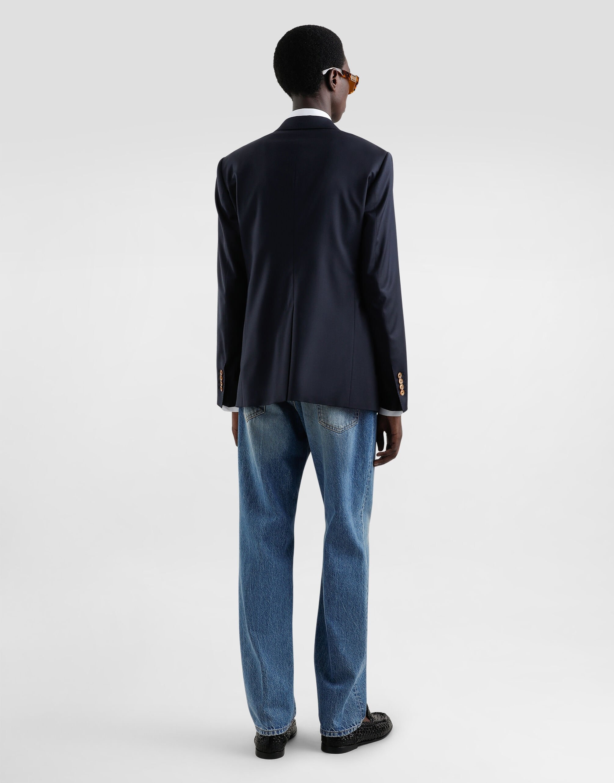 Double-breasted wool jacket with patch - 3
