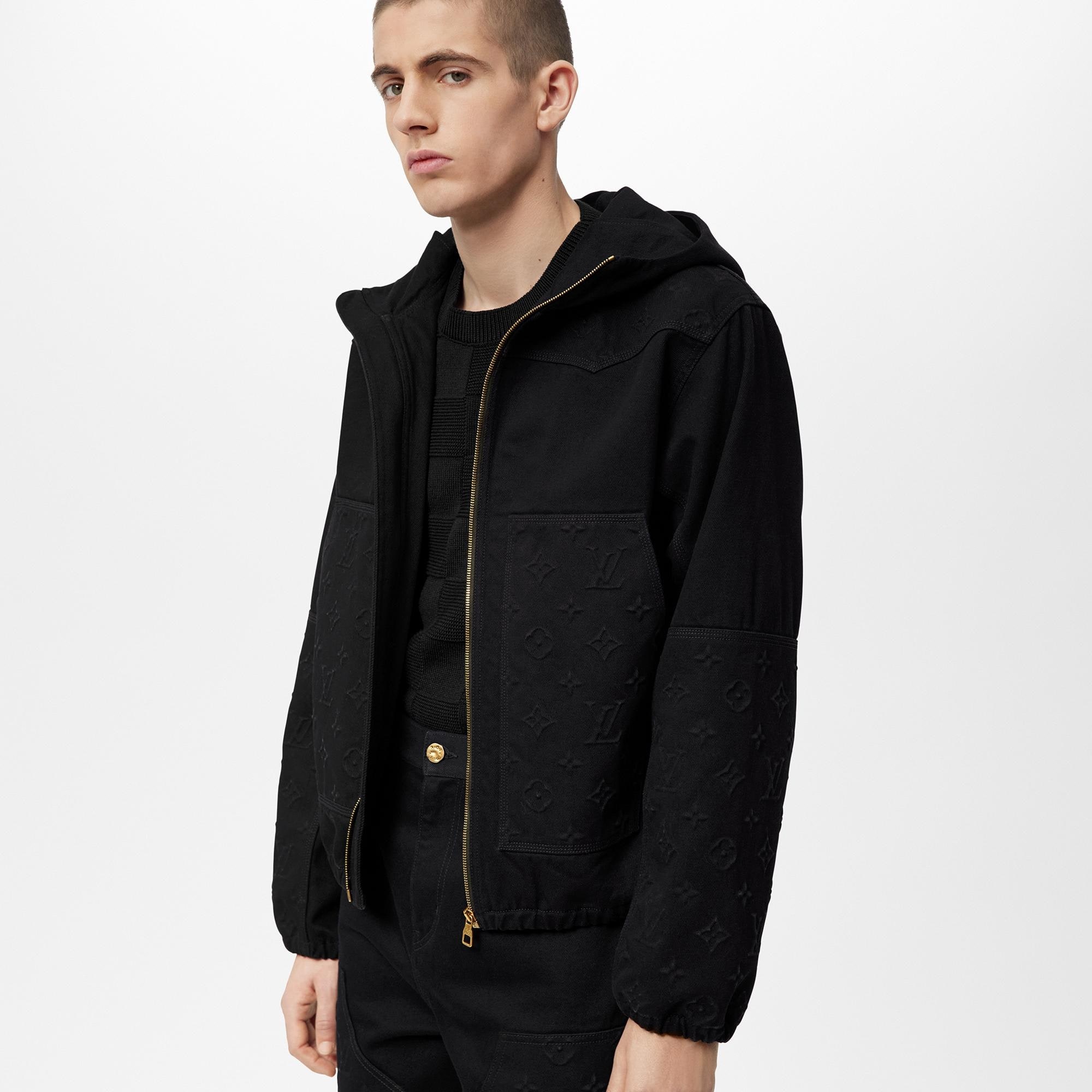Monogram Detail Hooded Denim Jacket - 3