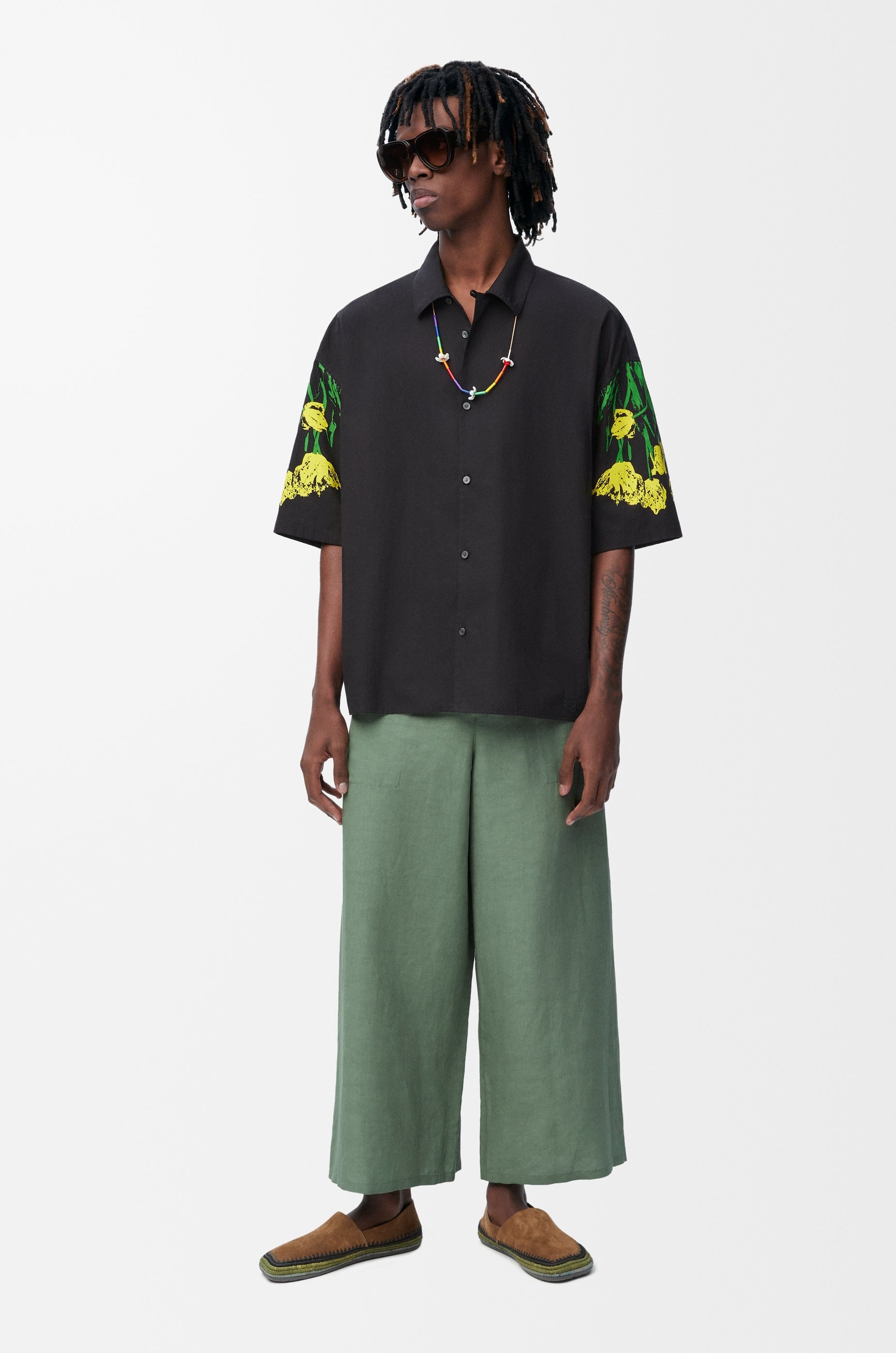 Cropped trousers in viscose and linen - 2