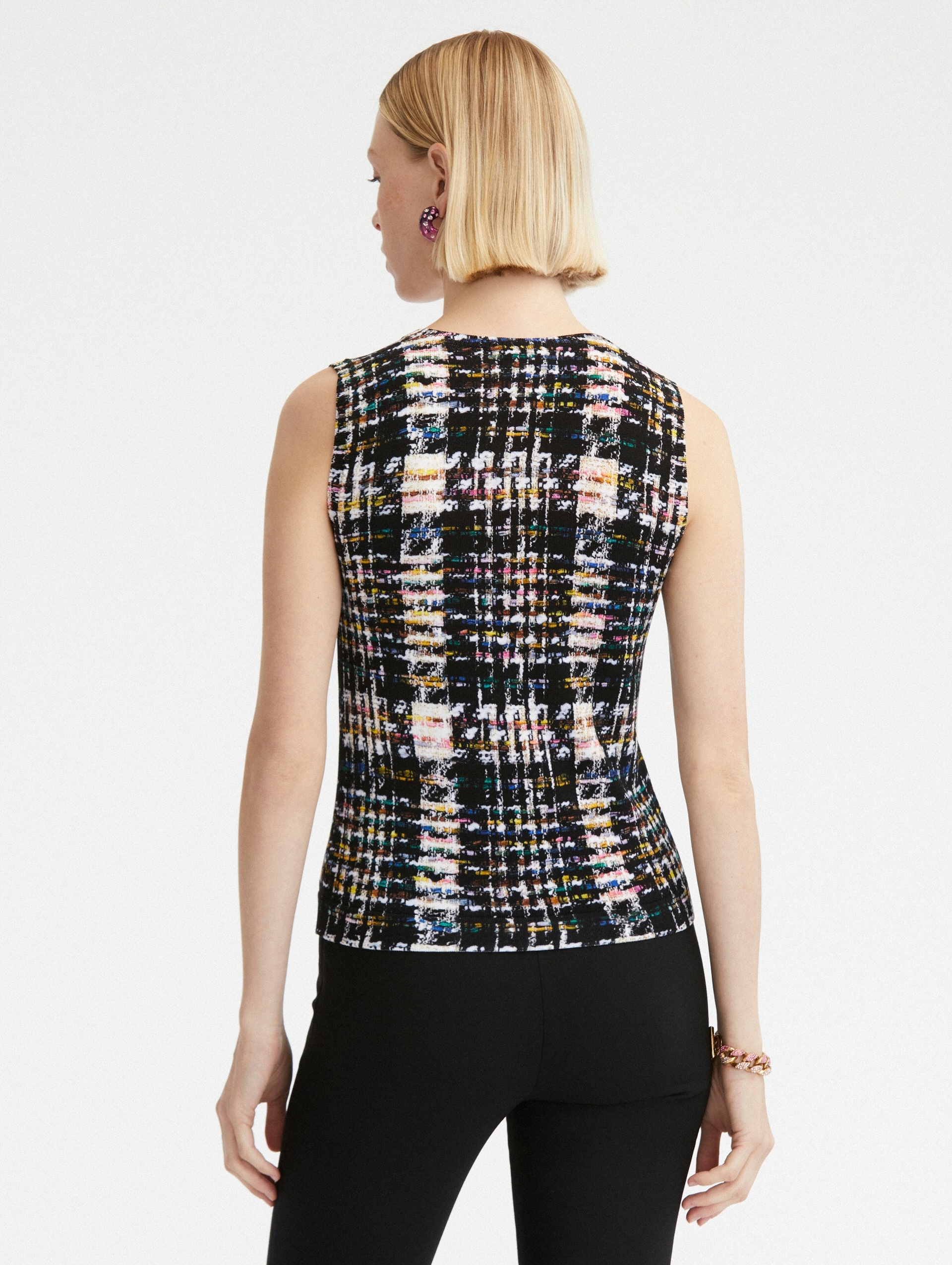MULTICOLOR RIBBON TWEED TANK - 3