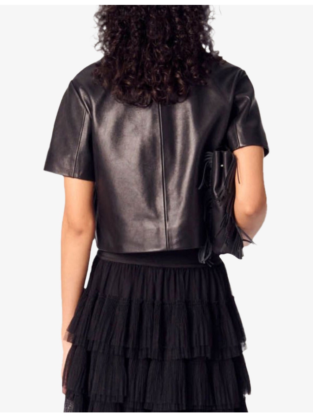 Cropped Short-Sleeve Leather Jacket - 4