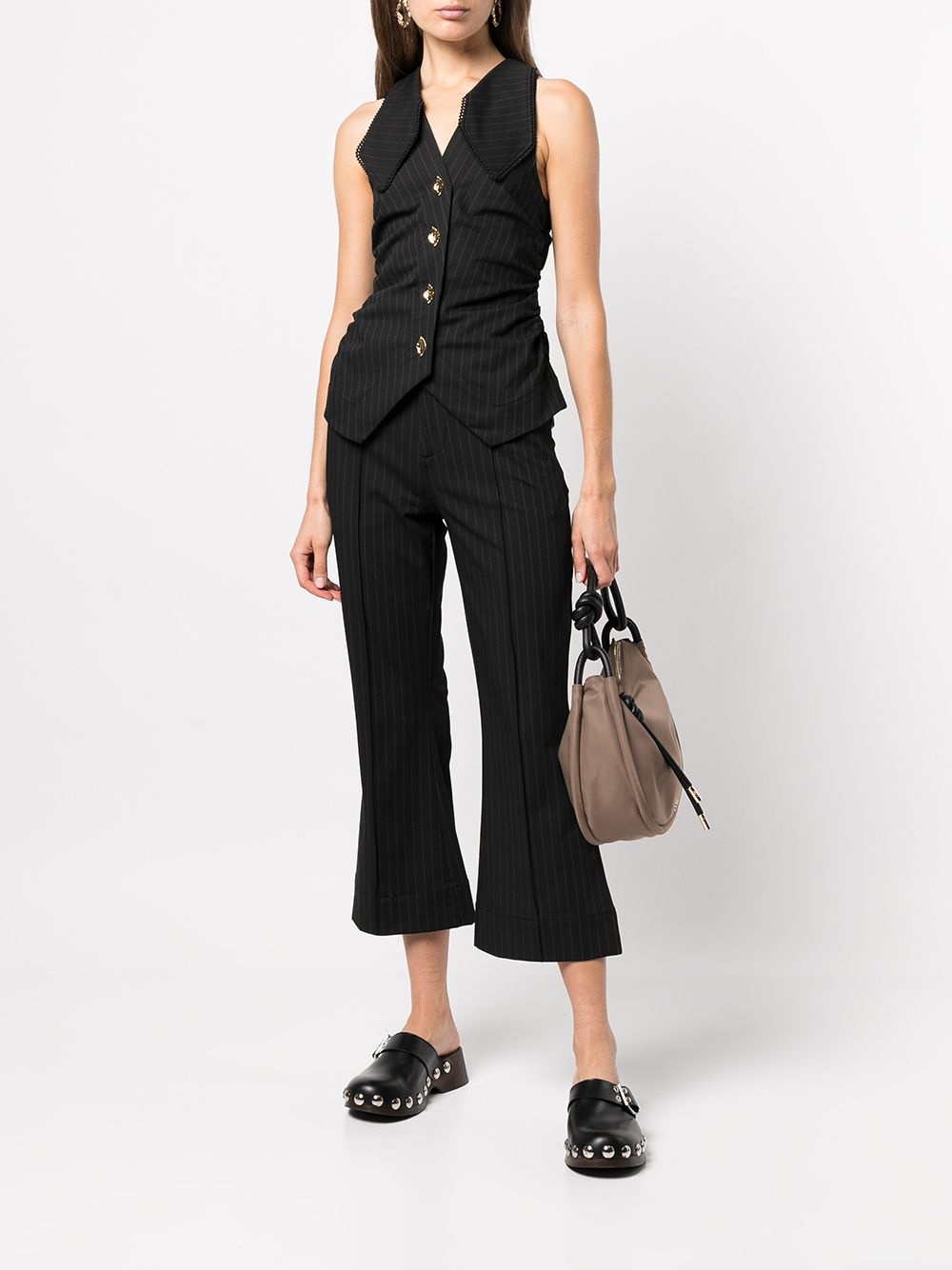 pinstripe-pattern flared trousers - 3