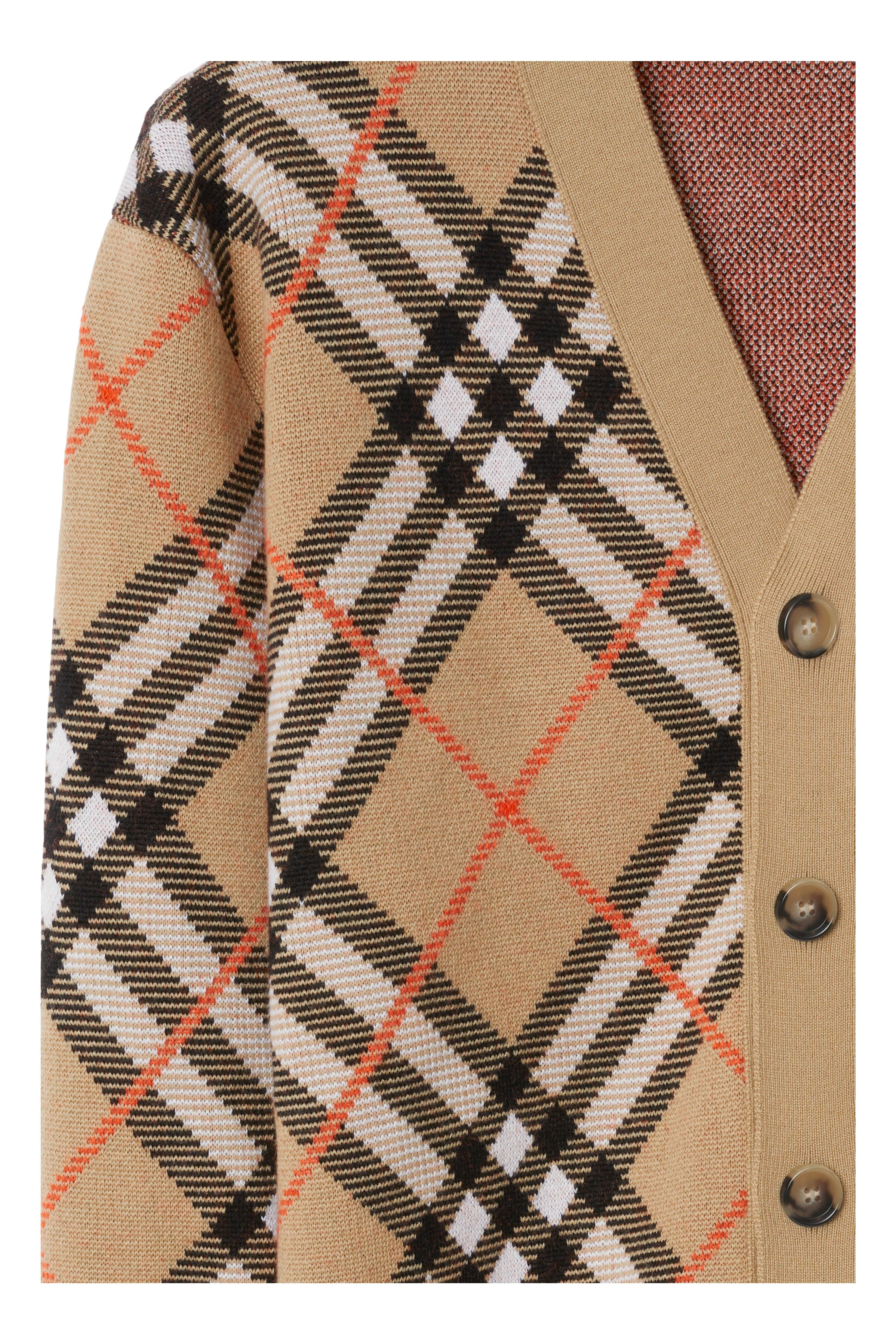 burberry Check Wool Mohair Blend Cardigan in Sand at Nordstrom - 6