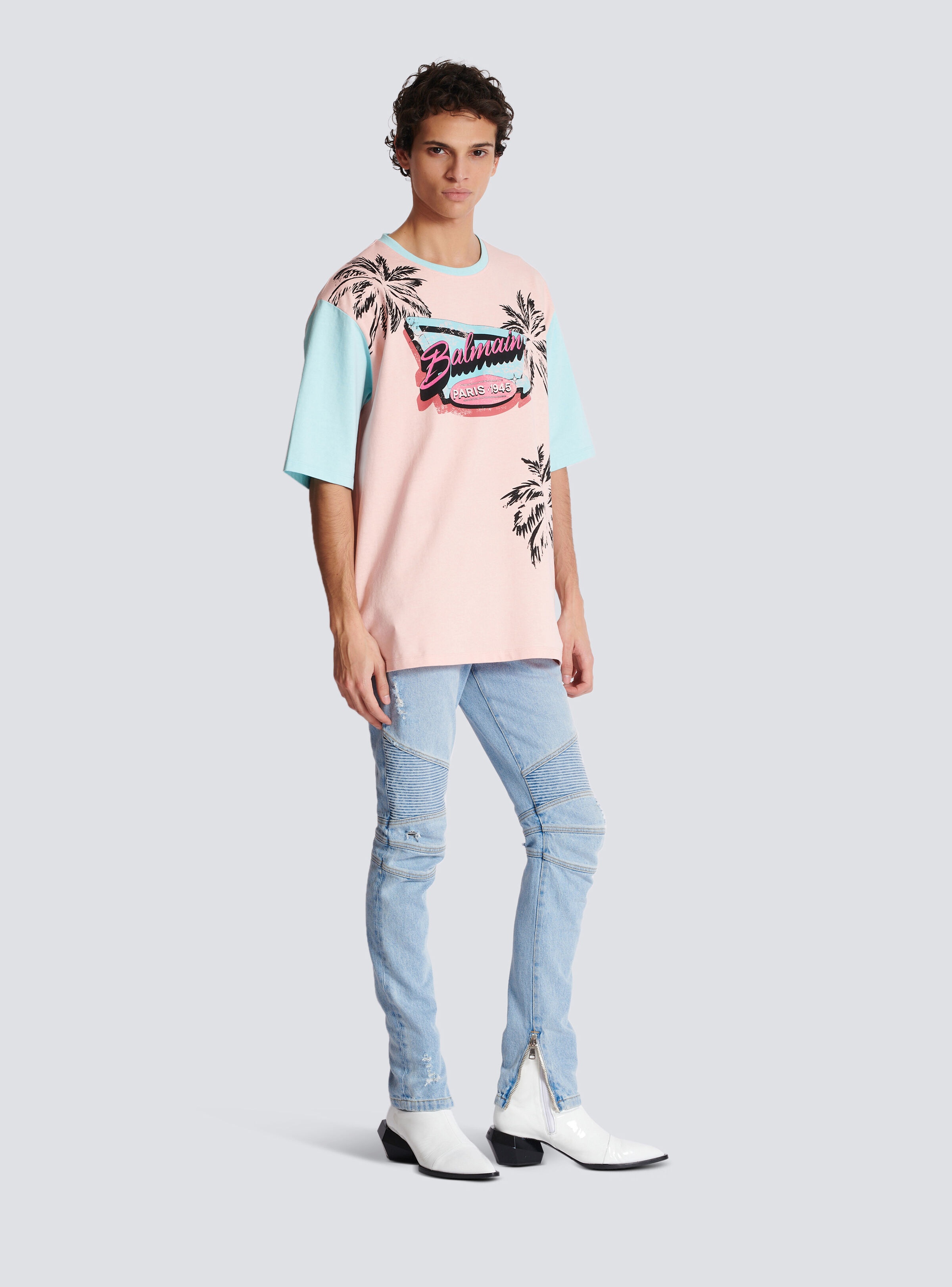 Loose Balmain Miami printed T-shirt - 3