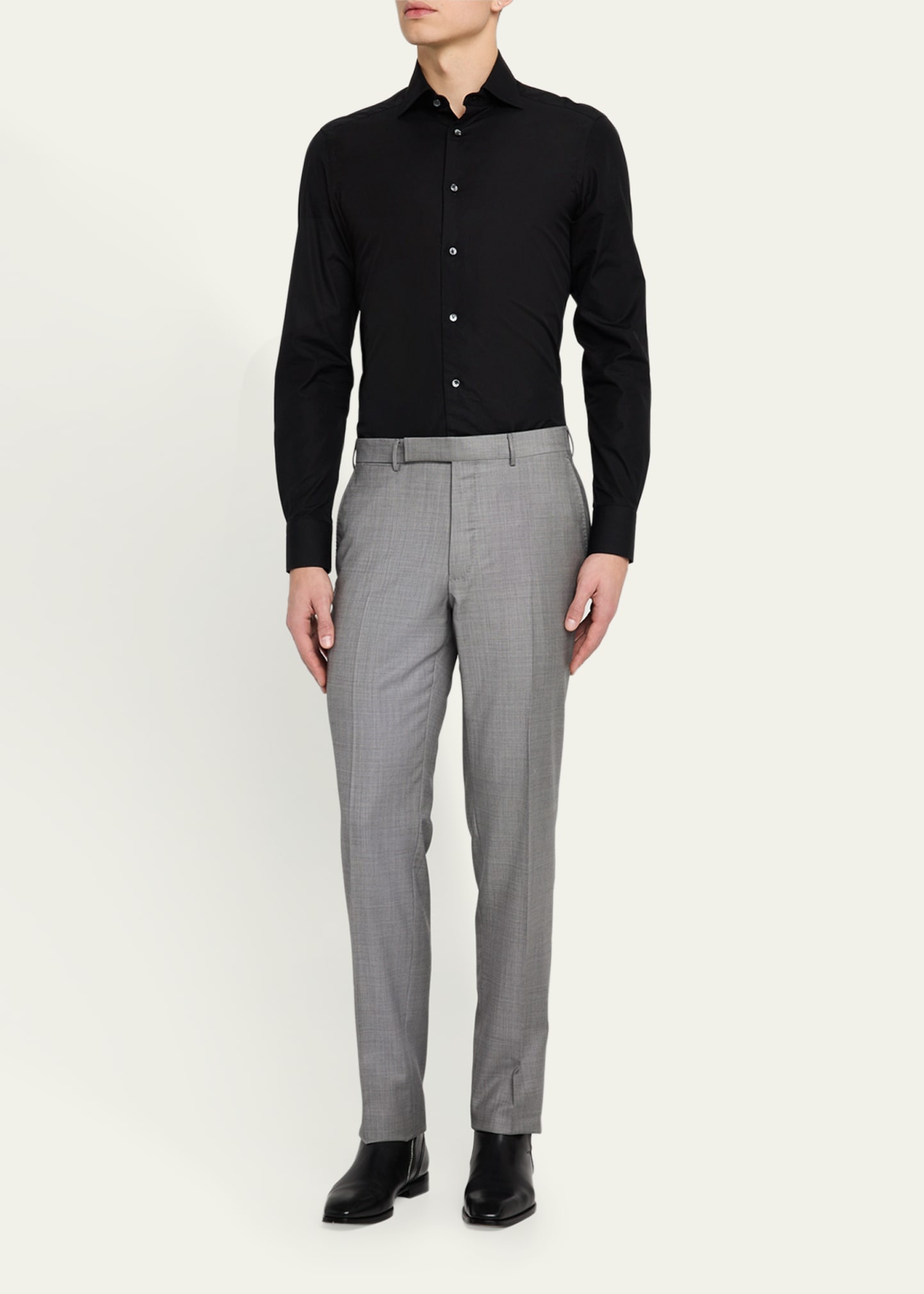 Men's Wool Sharkskin Trousers - 2