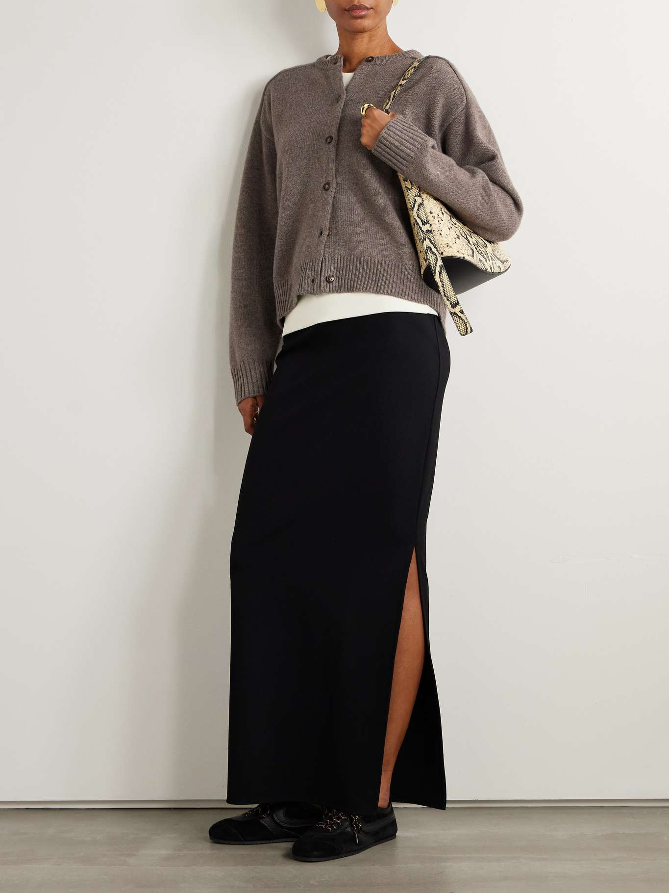 Aidar merino wool and cashmere-blend cardigan Taupe - 2
