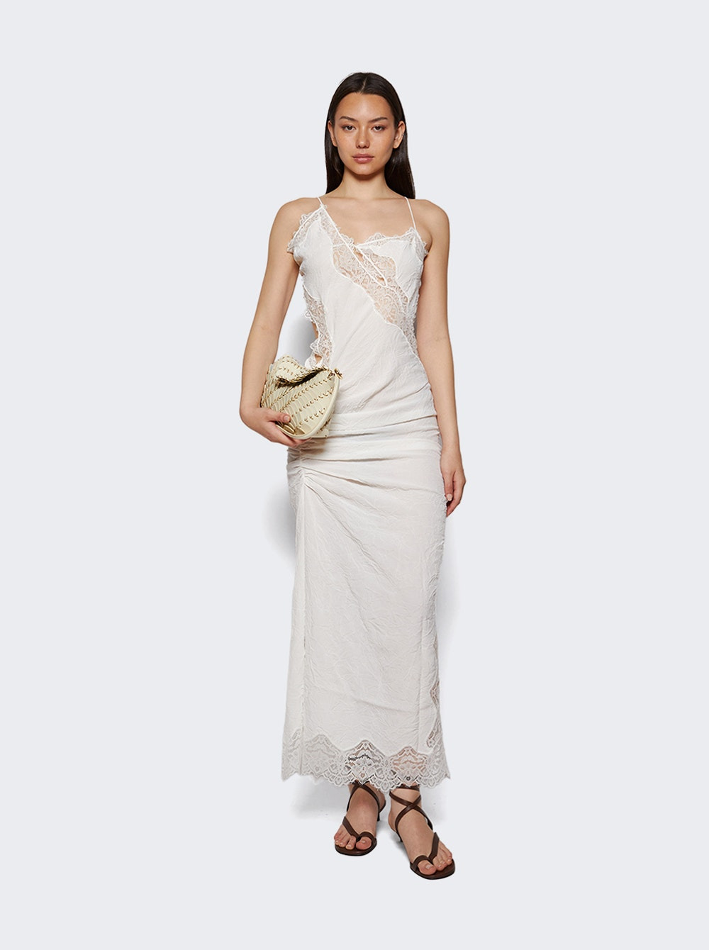 Crimped Lace Cami Dress White - 5