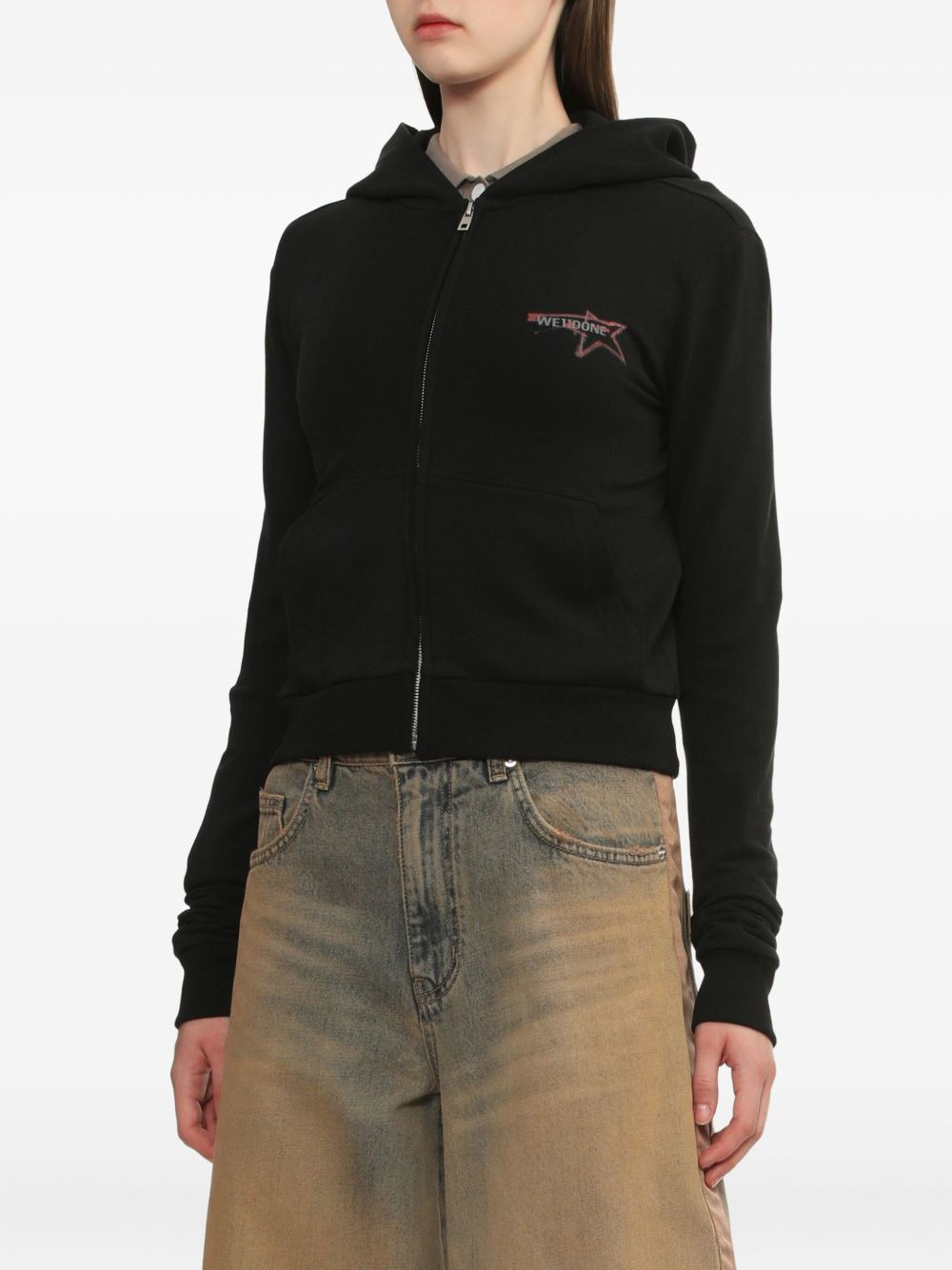 star-print zip-up hoodie - 3