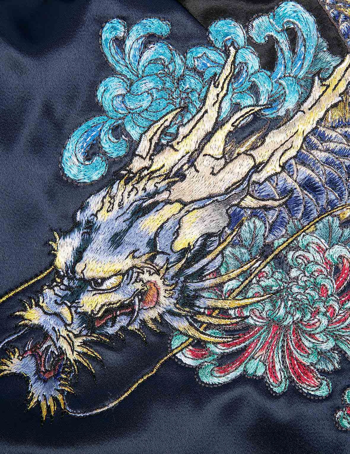 DRAGON EMBROIDERY SATIN PADDED SOUVENIR JACKET - 7