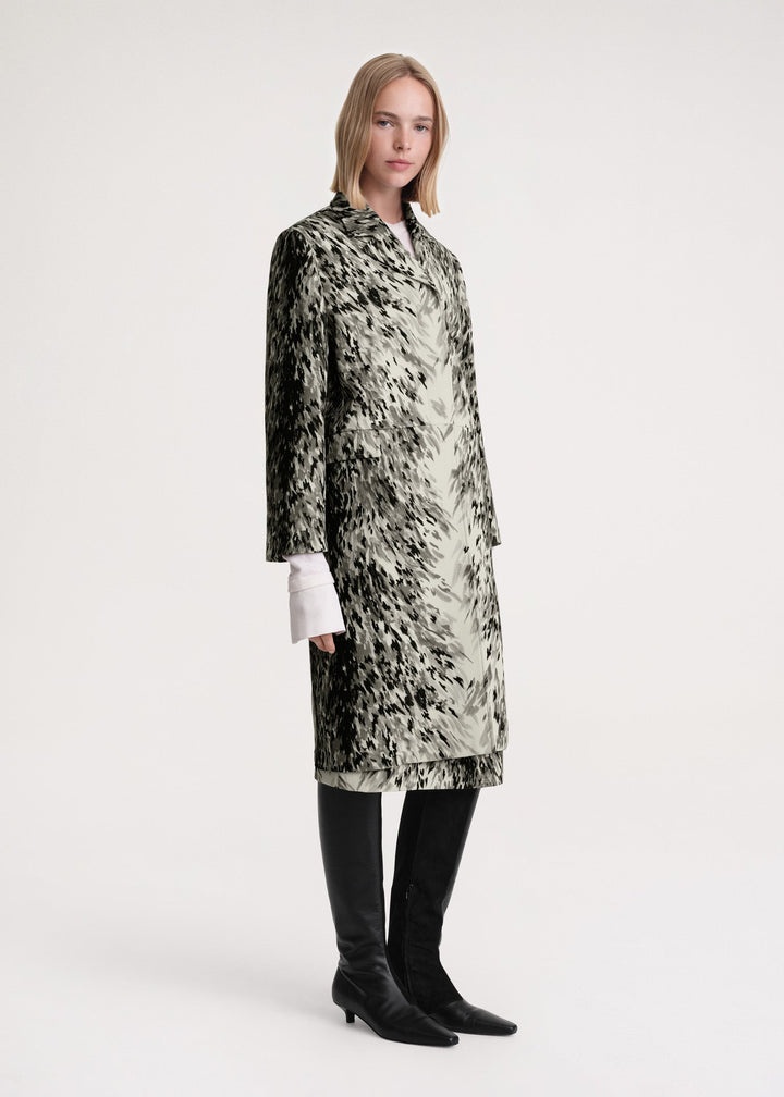 Petite fur-print coat grey - 3
