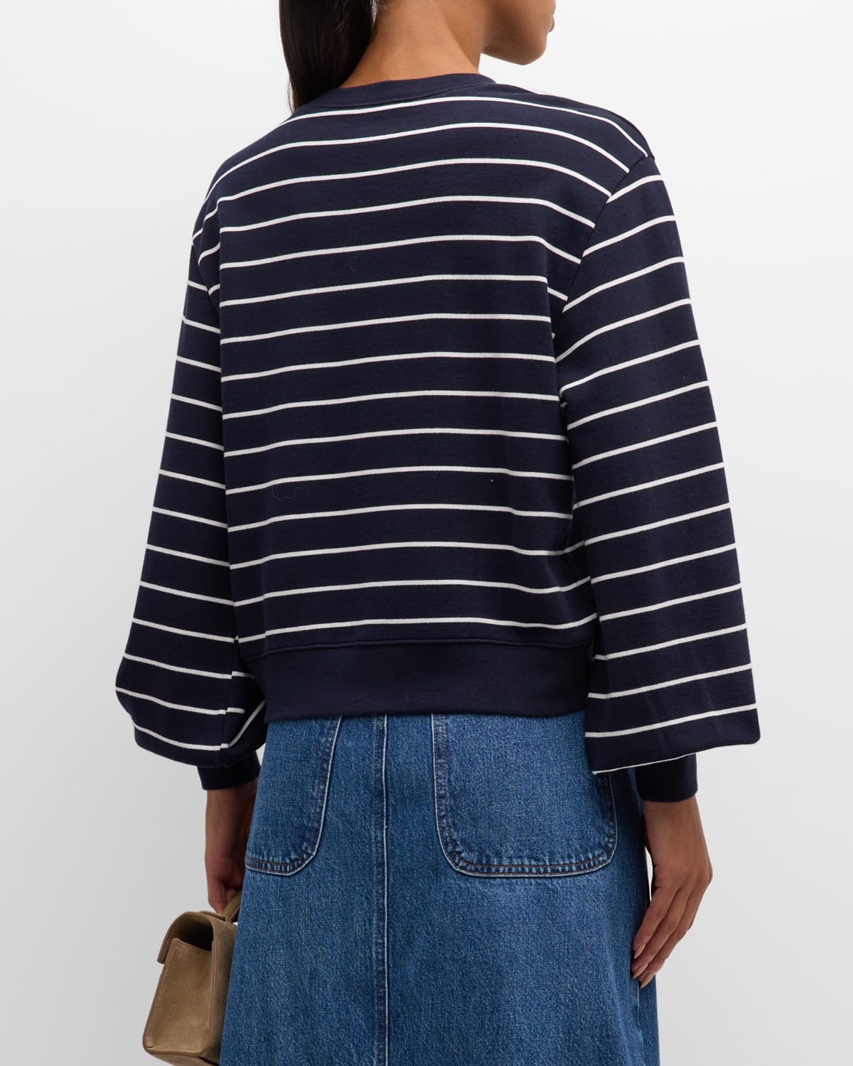 Stripe Blouson-Sleeve Sweatshirt - 6