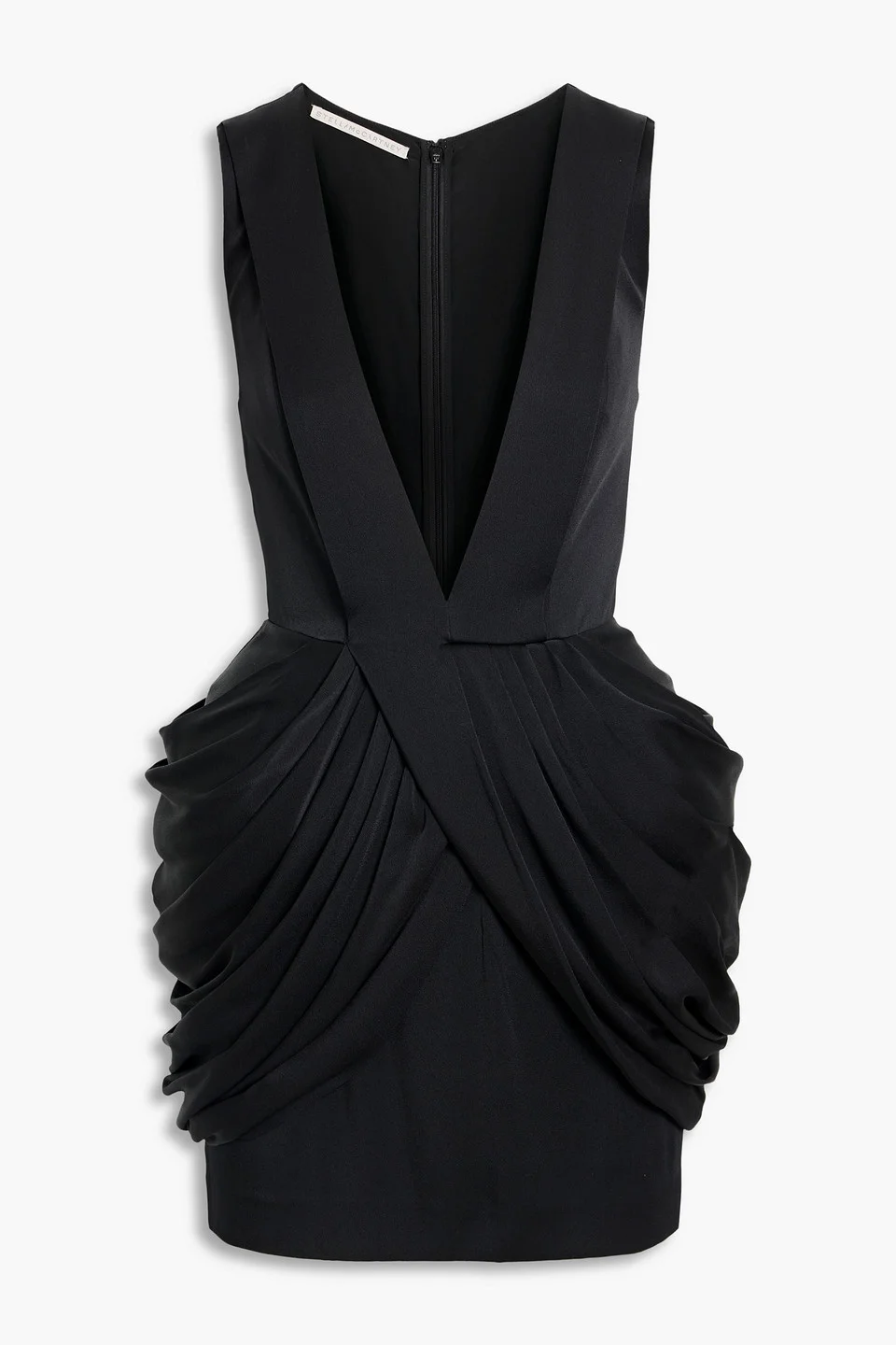 Pleated satin-crepe mini dress - 1