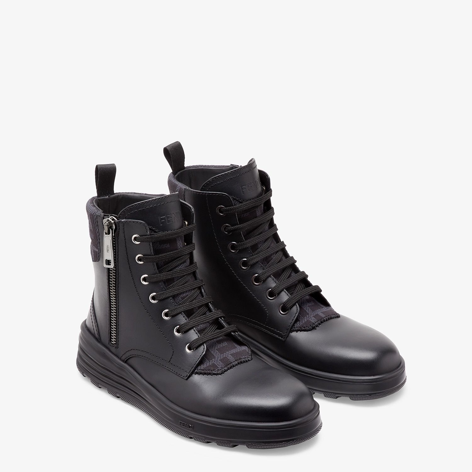 Black leather biker boots - 4