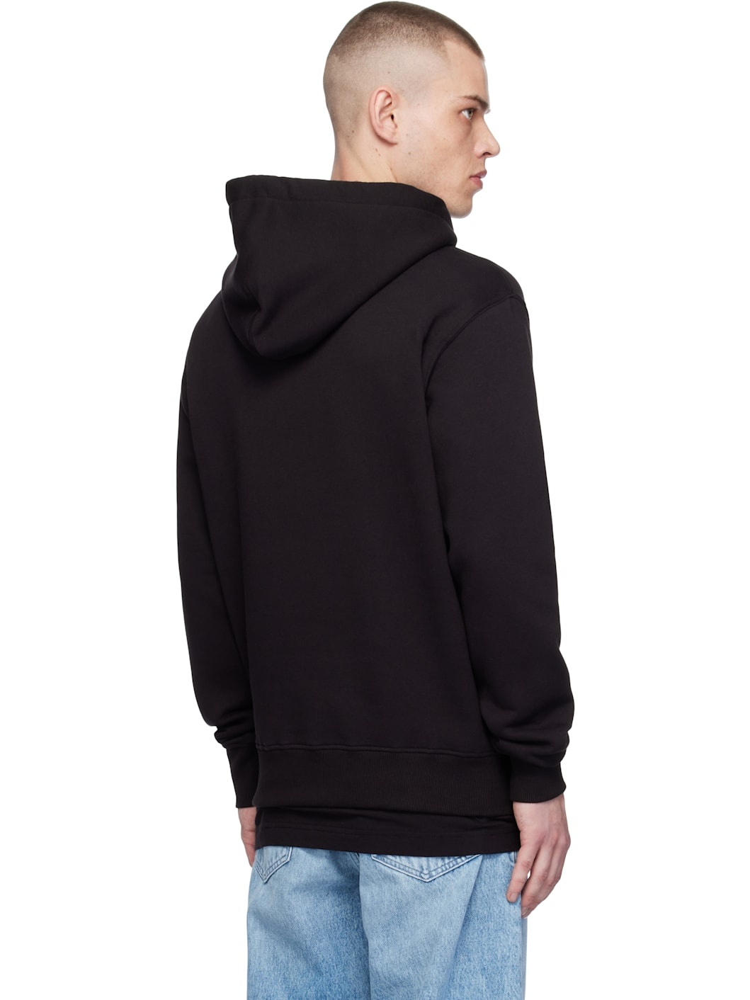 Black Screen-Printed Hoodie - 3
