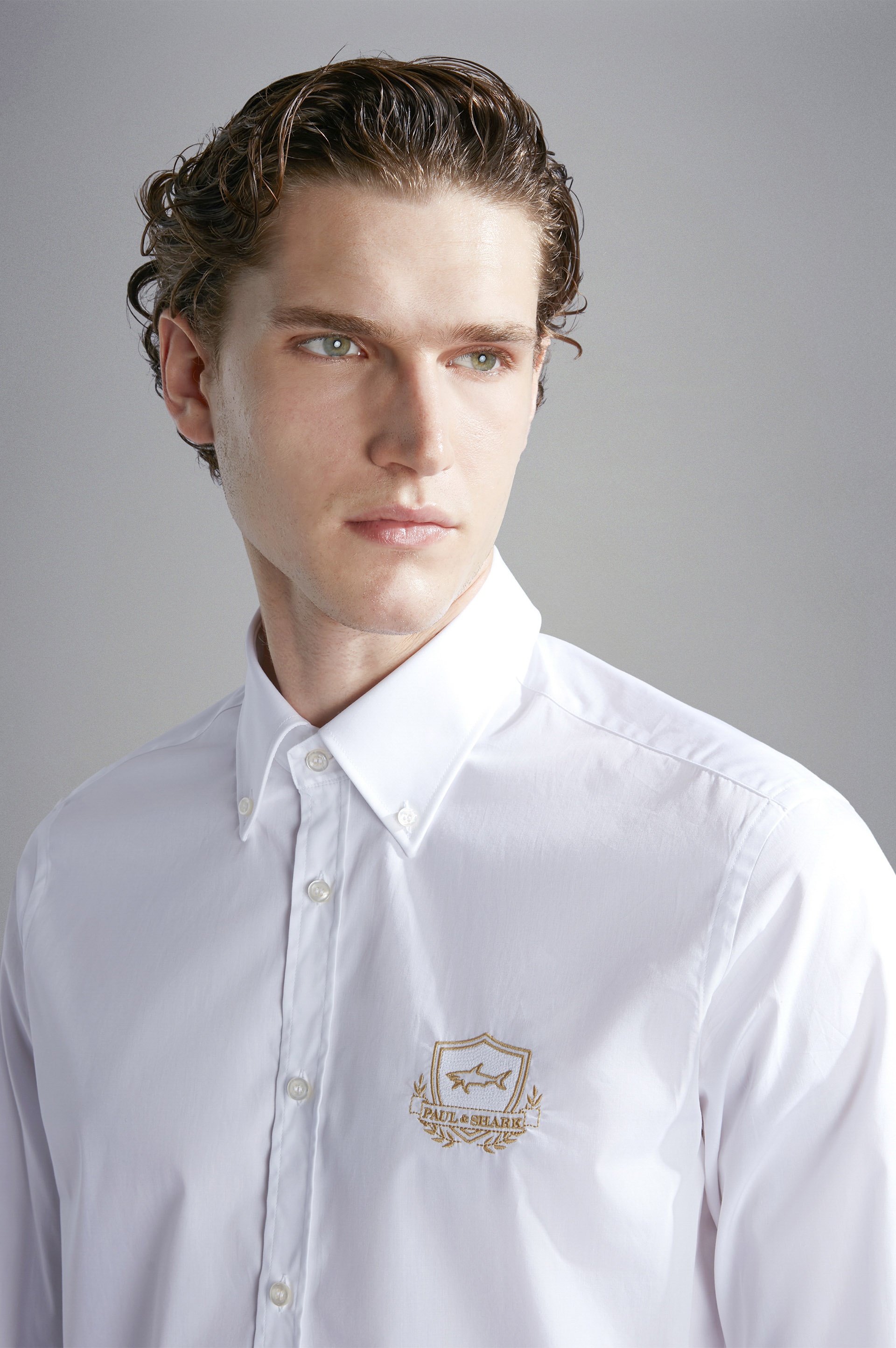 COTTON POPLIN SHIRT WITH HERALDIC EMBROIDERY - 4