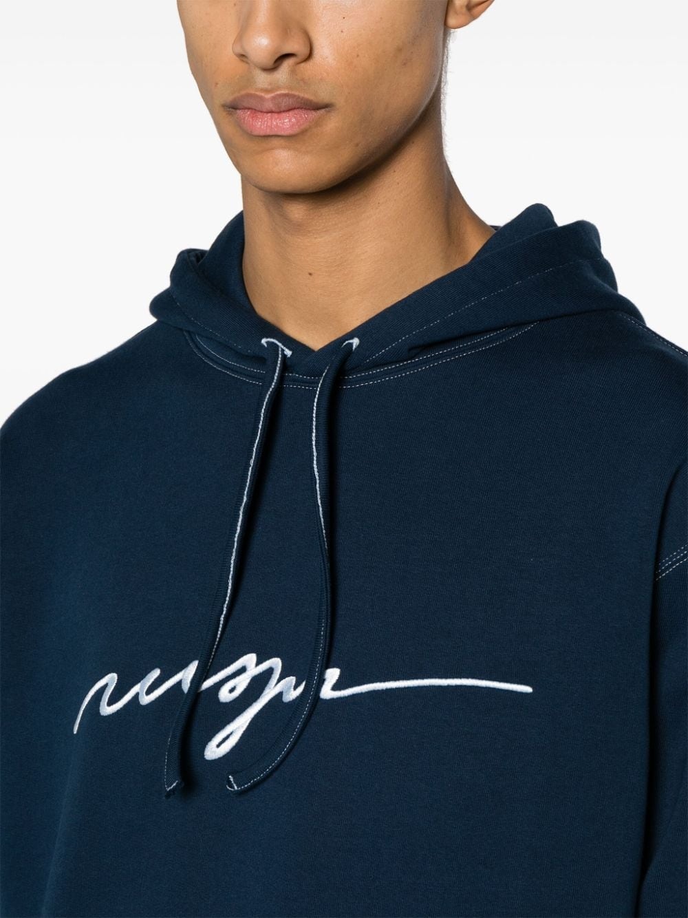 logo-embroidered cotton hoodie - 5