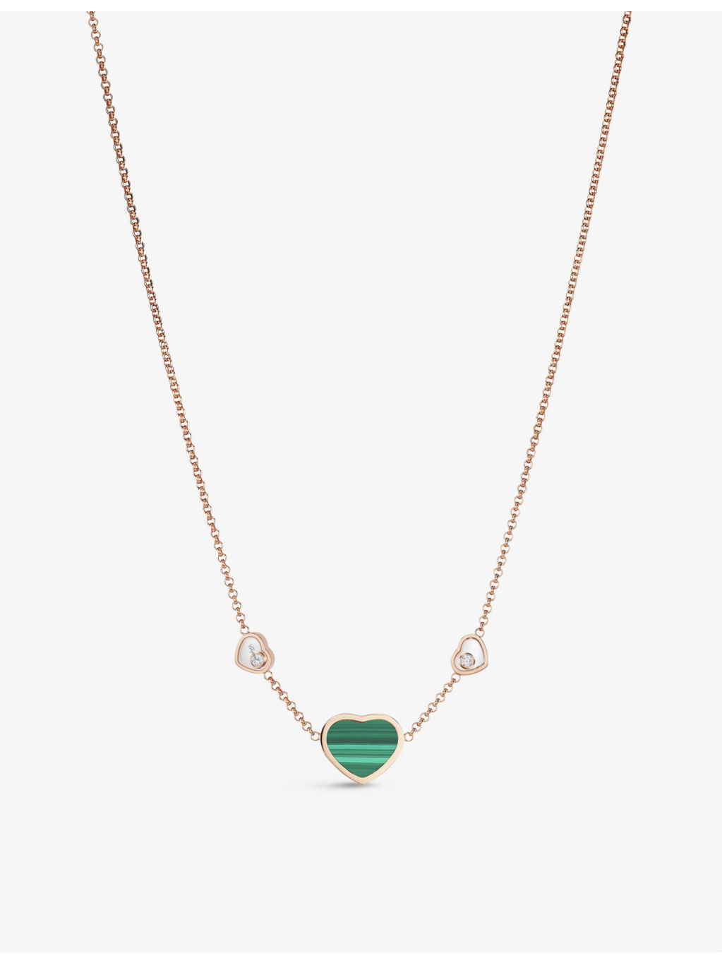 Happy Hearts 18ct rose-gold, 0.1ct diamond and malachite necklace - 2