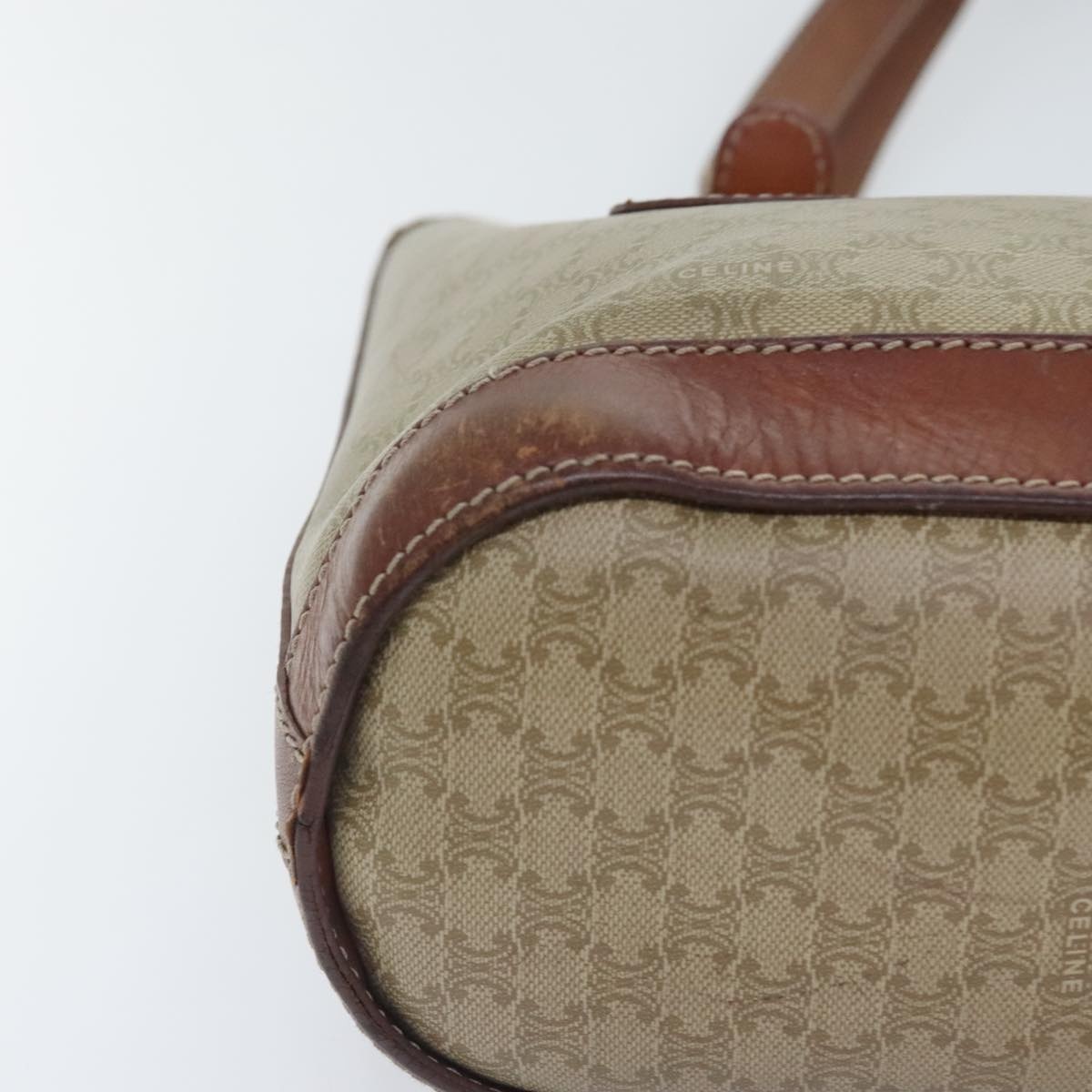 CELINE Macadam Canvas Tote Bag Pvc Leather Beige - 14