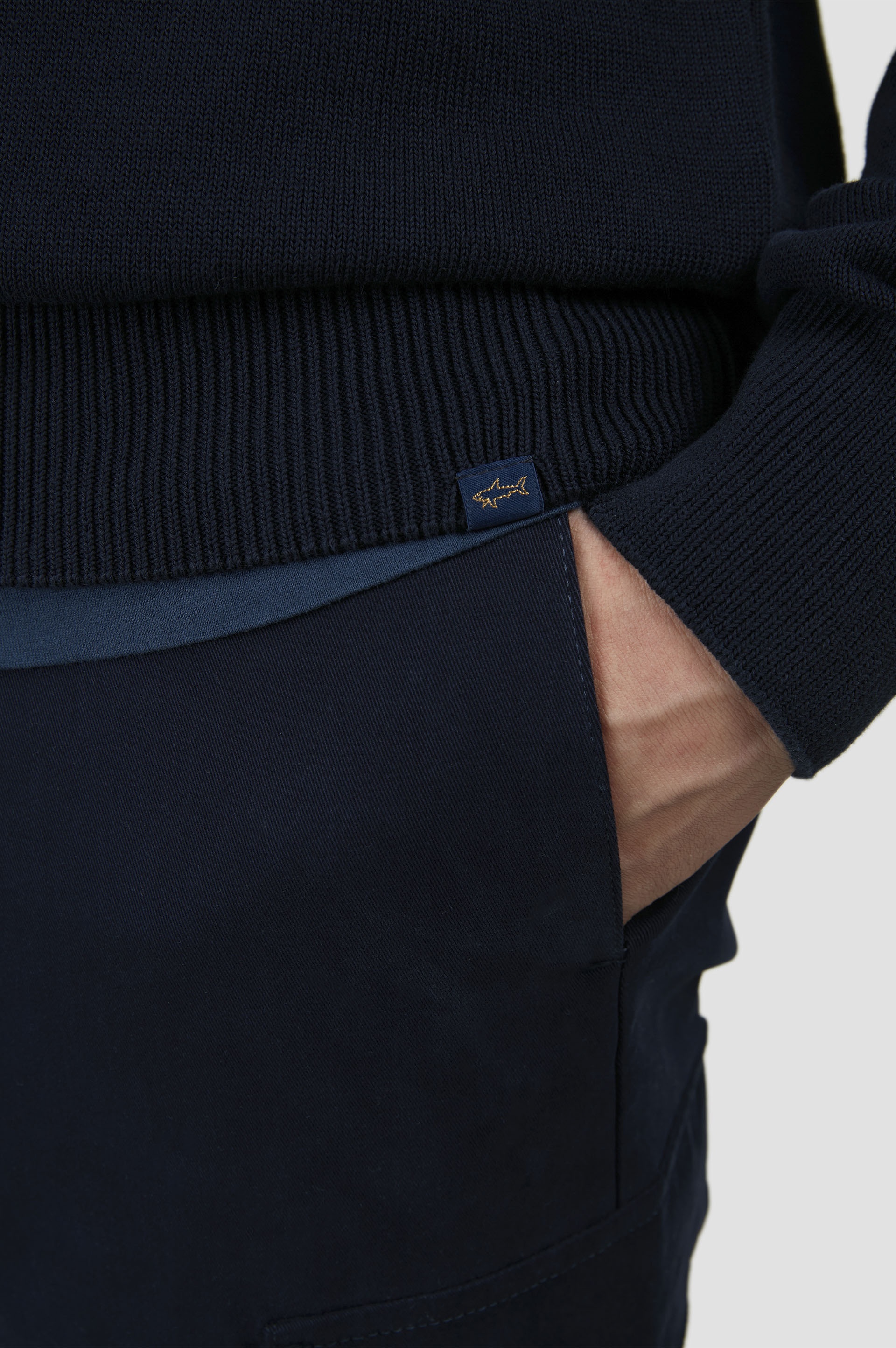SWEATER IN FRESH COTTON WITH CONTRASTING LINEN DETAILS - 7