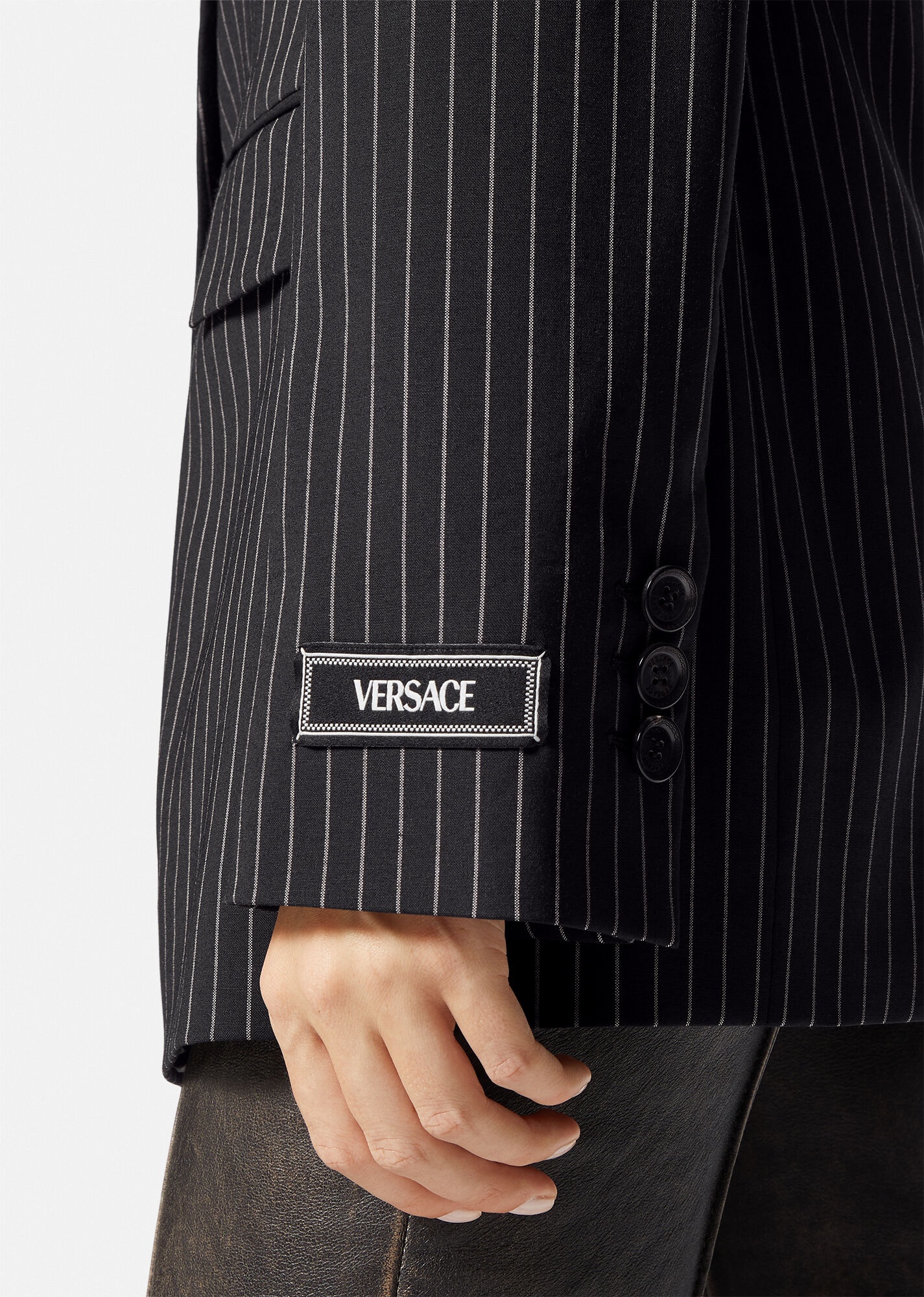 Pinstriped Single-Breasted Blazer - 5