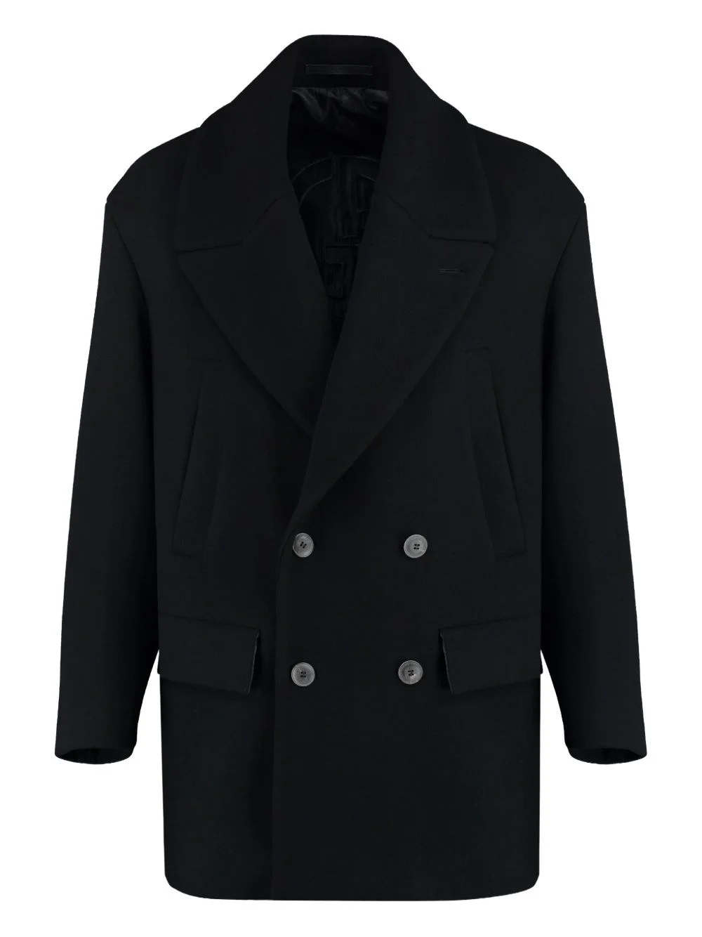 double-breasted notched-lapel coat - 1