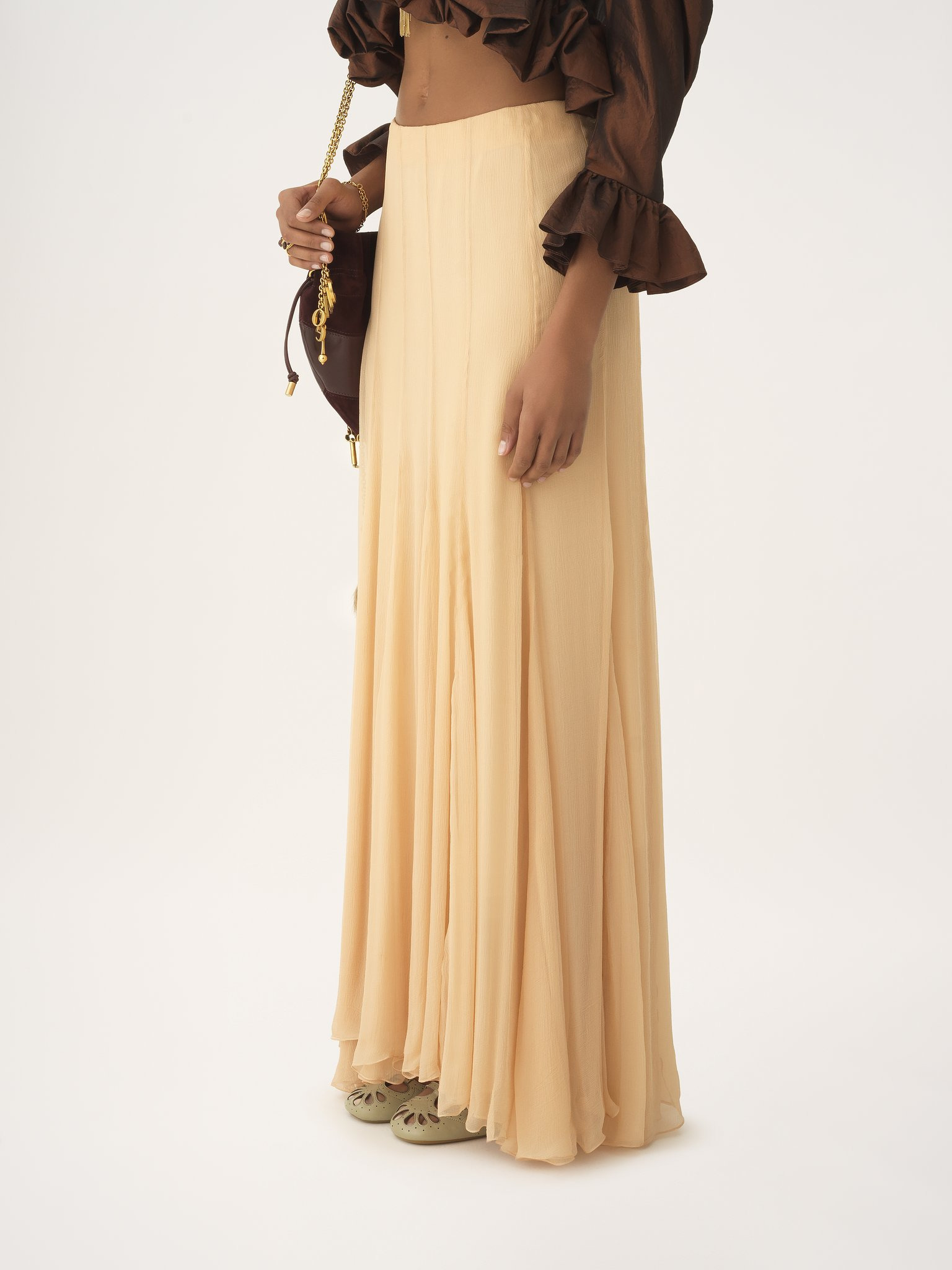 FLUID MAXI SKIRT IN SILK MOUSSELINE - 4