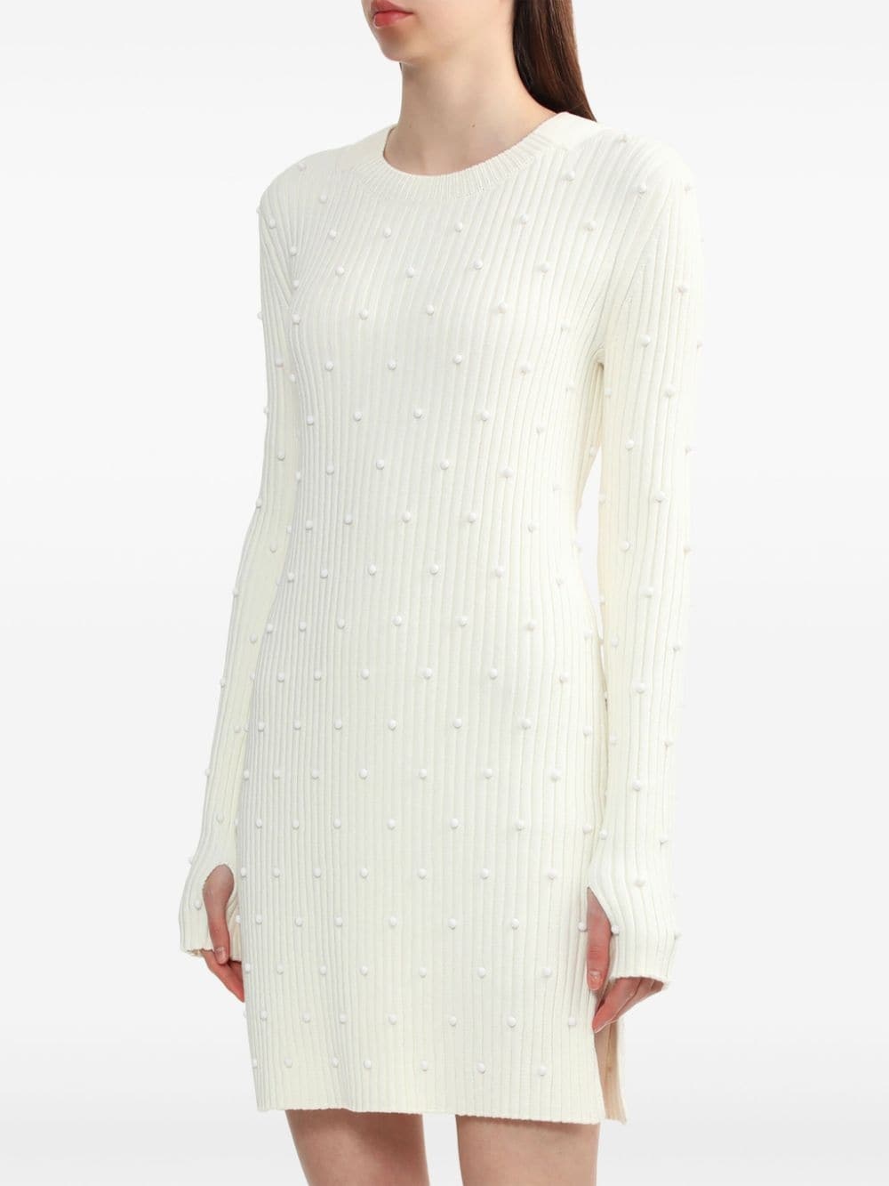 bead-embellished ribbed-knit dress - 3