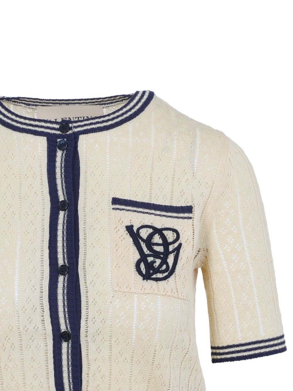 embroidered-pocket short-sleeve cardigan - 3