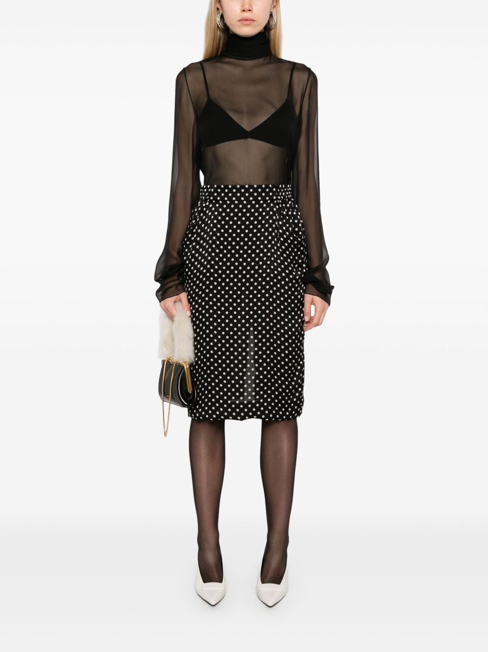 polka-dot silk skirt - 2