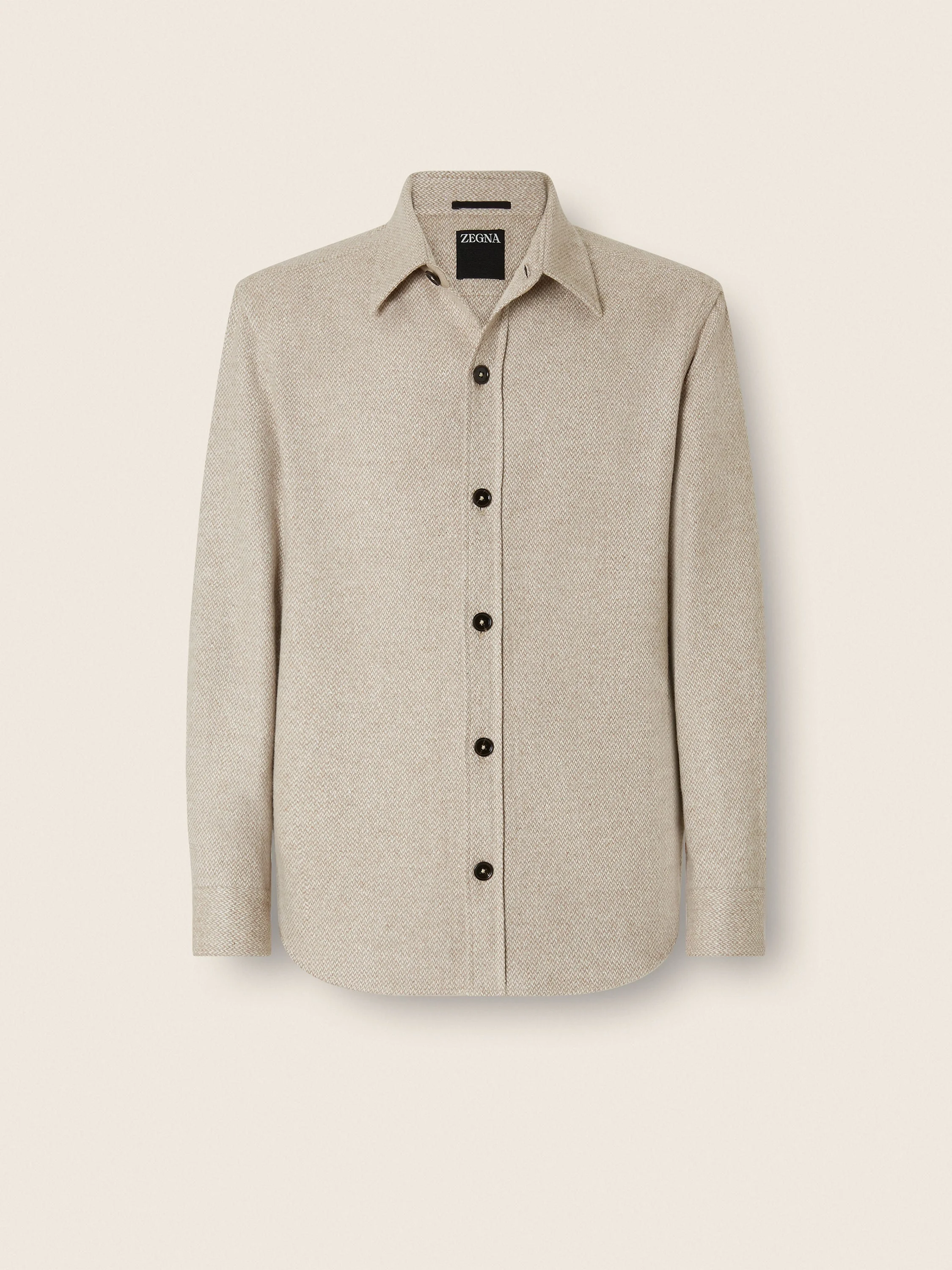 LIGHT BEIGE CASHMERE AND SILK OVERSHIRT - 1