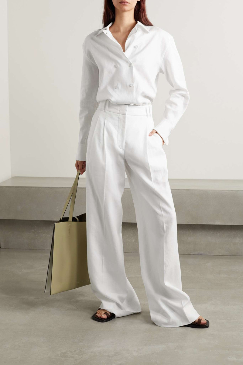 Another Tomorrow + NET SUSTAIN pleated linen wide-leg pants outlook