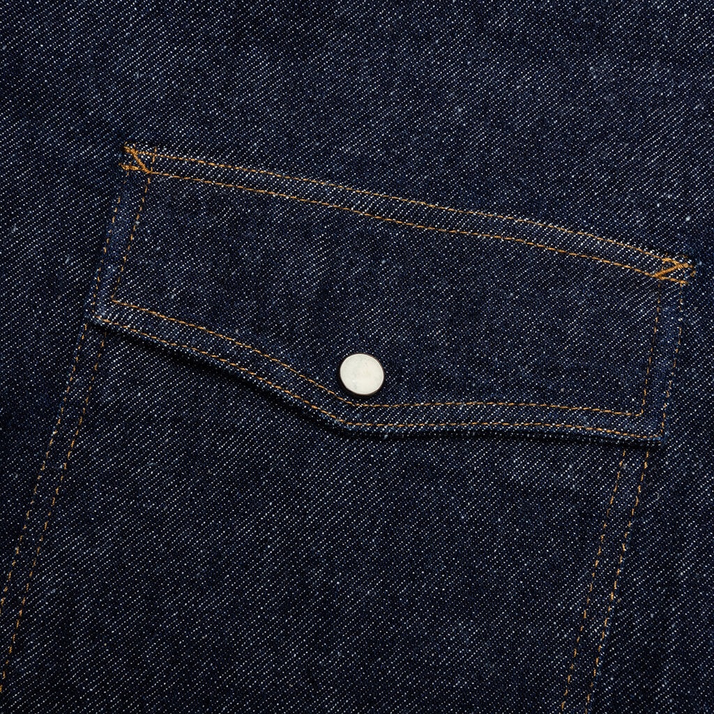 BOXY WESTERN DENIM L/S SHIRT - DARK DENIM - 4