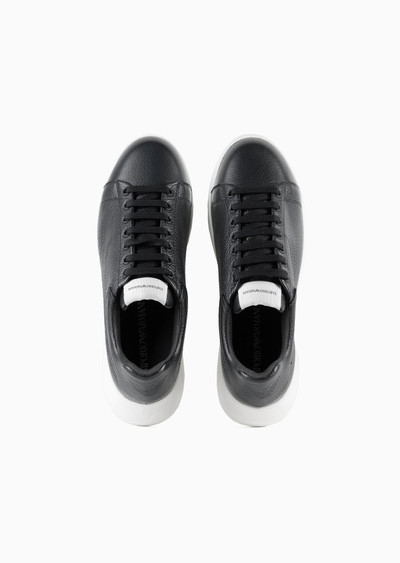 EMPORIO ARMANI Tumbled leather sneakers outlook