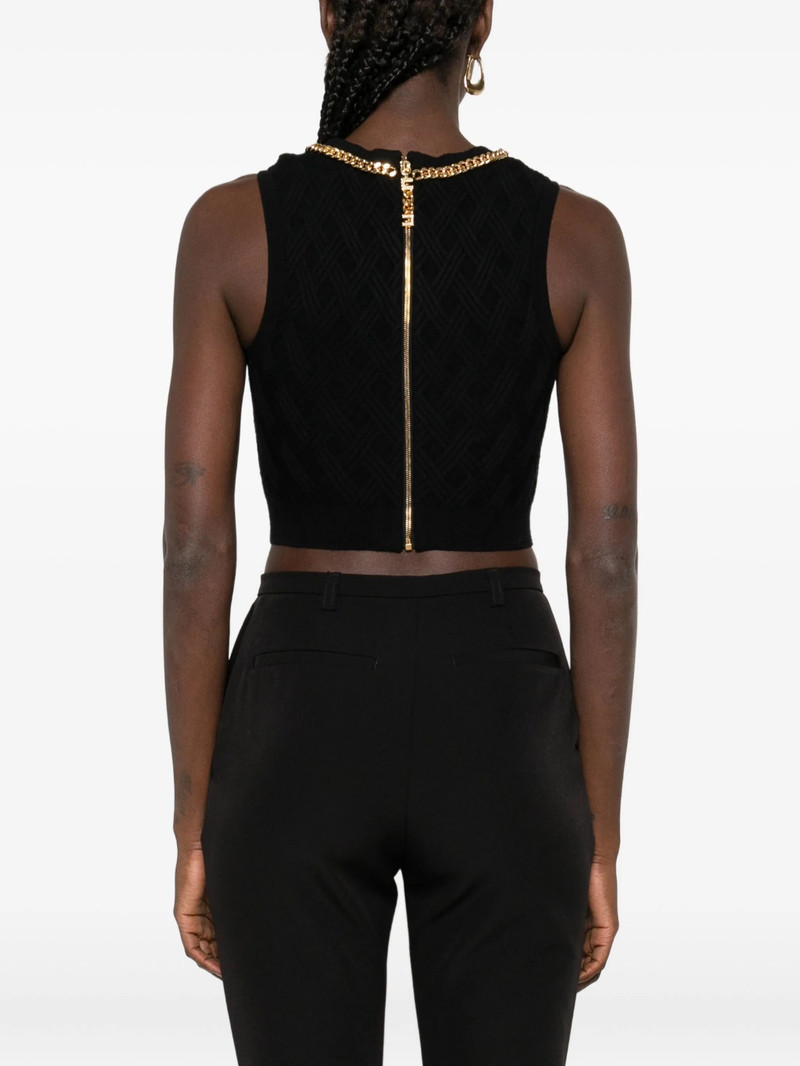 Elisabetta Franchi Chain-embellished Diamond-pattern Crop Top 3