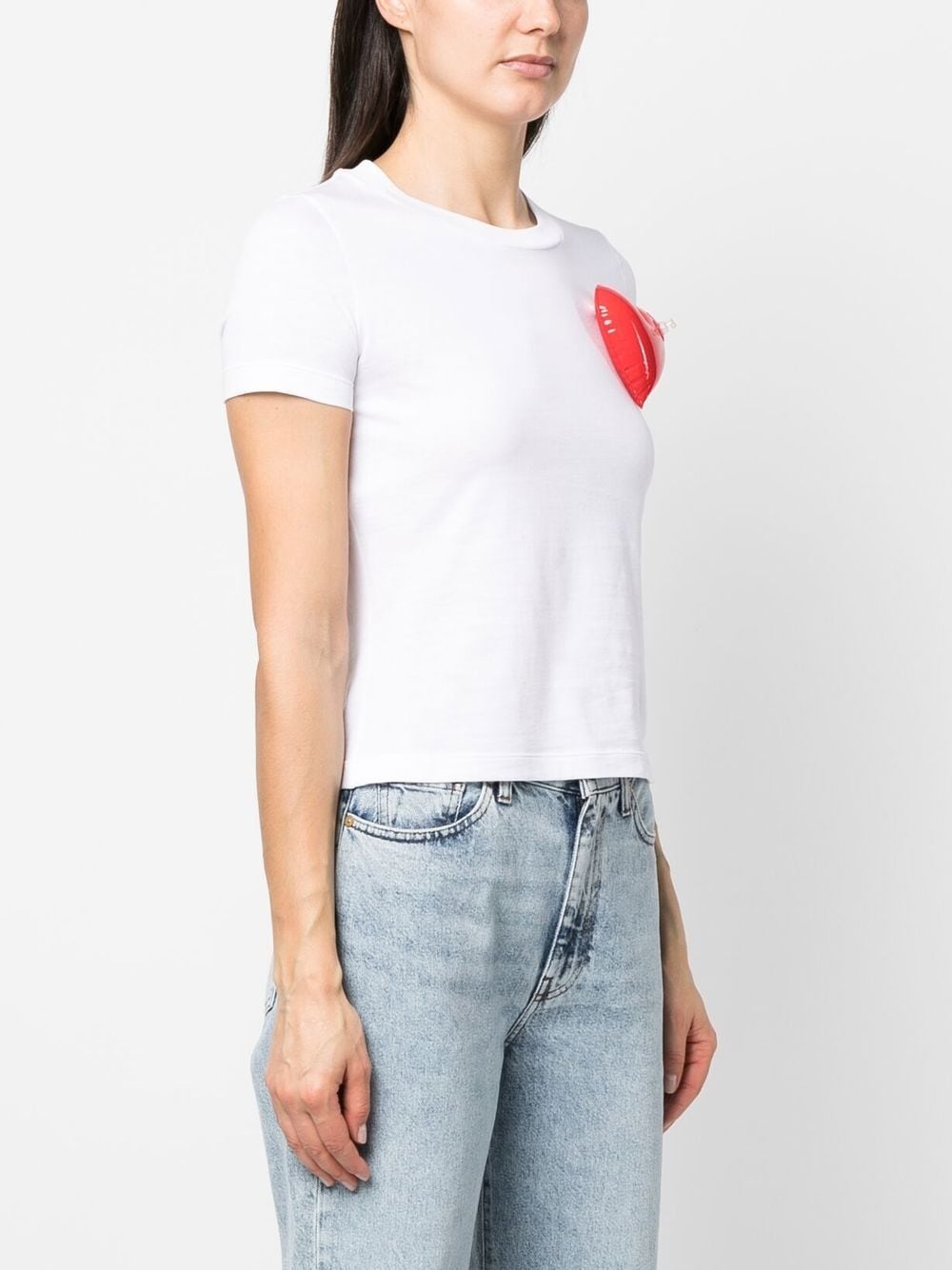 heart-patch cotton T-shirt - 3