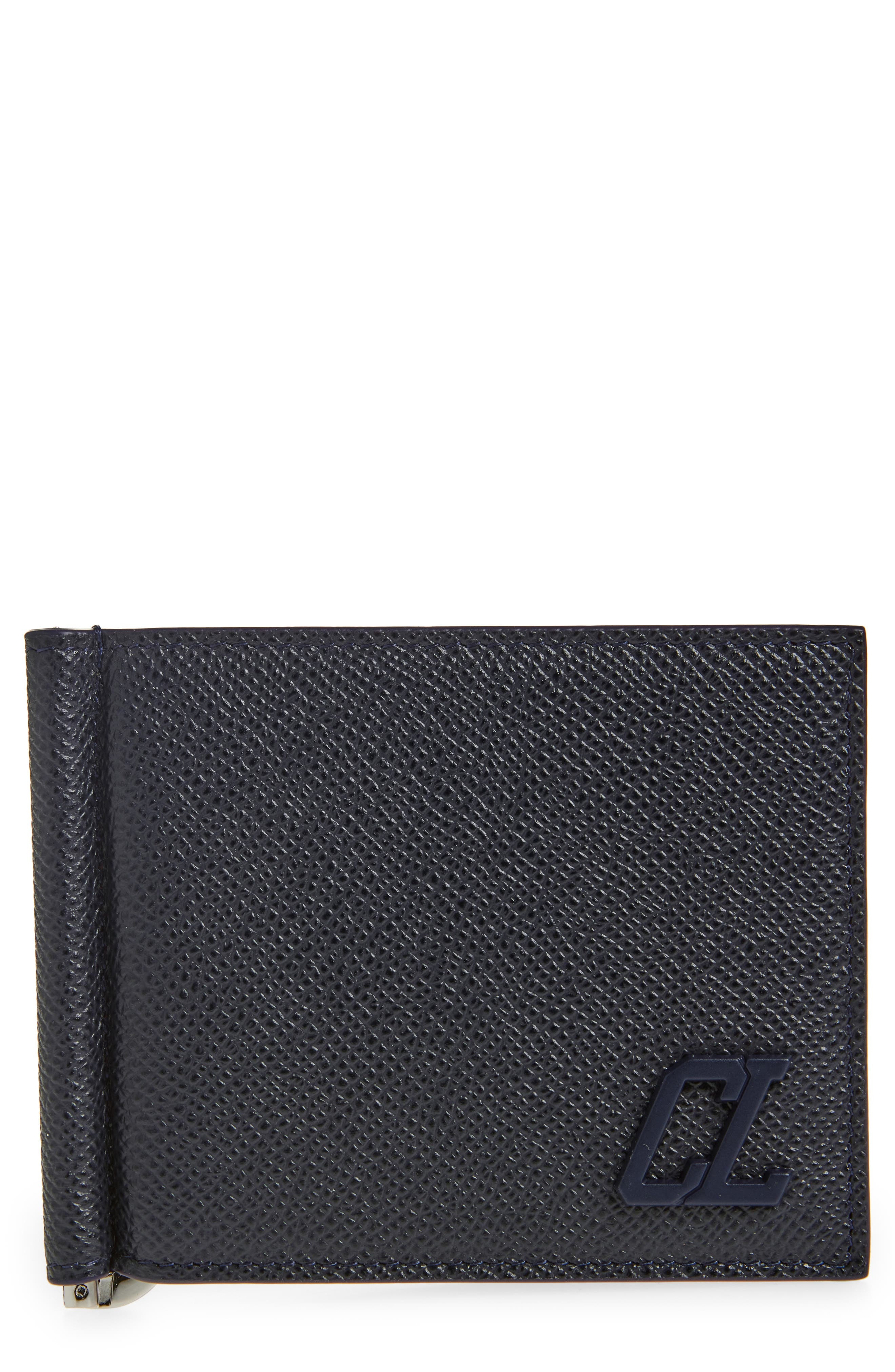 Christian Louboutin Groovy Calfskin Bifold Wallet with Money Clip in Navy at Nordstrom - 1