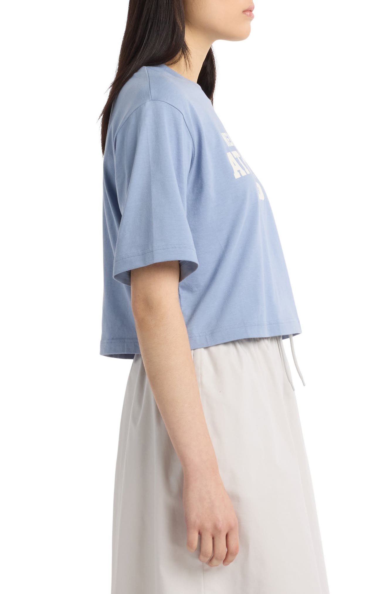 New Balance Heritage Relaxed Crop Logo Graphic T-Shirt in Dusk Shower at Nordstrom - 3